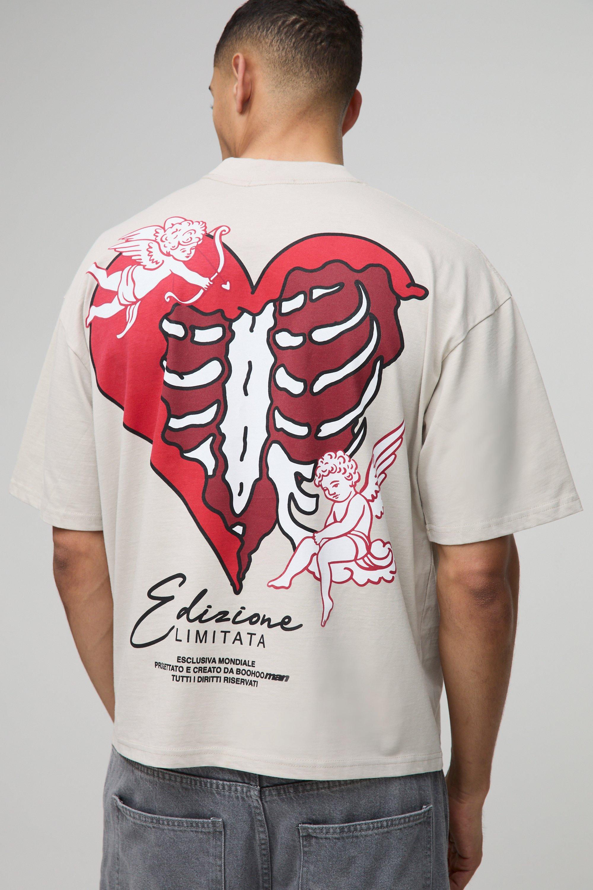 boohoo MAN DRIP HEART ハート バックプリント 半袖 Tシャツ Men's Heart T-Shirts | boohooMAN USA