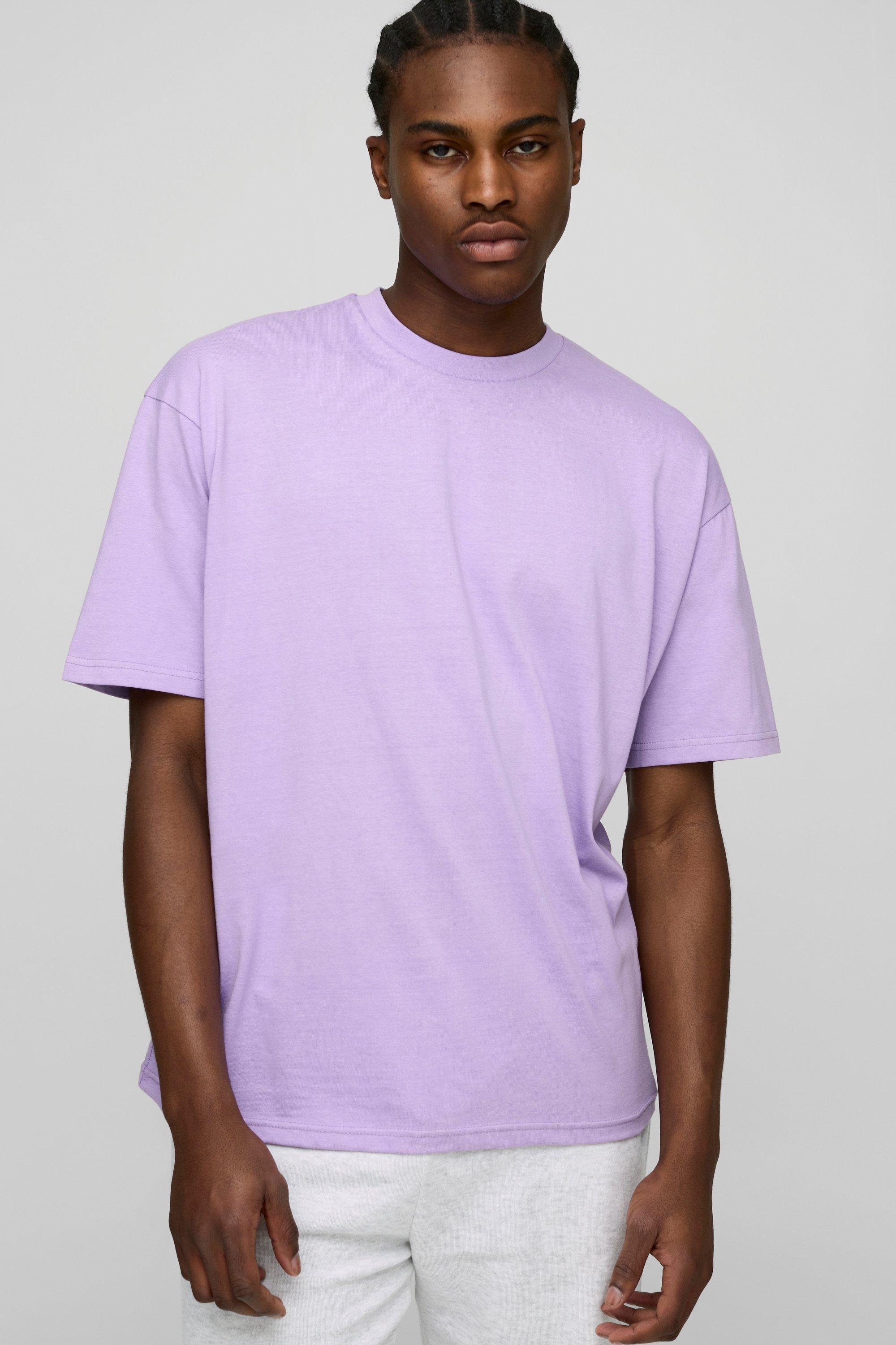 Mennace Oversize Crew Neck T-Shirt - パープル Men's Oversized Crew Neck T Shirts | boohooMAN USA