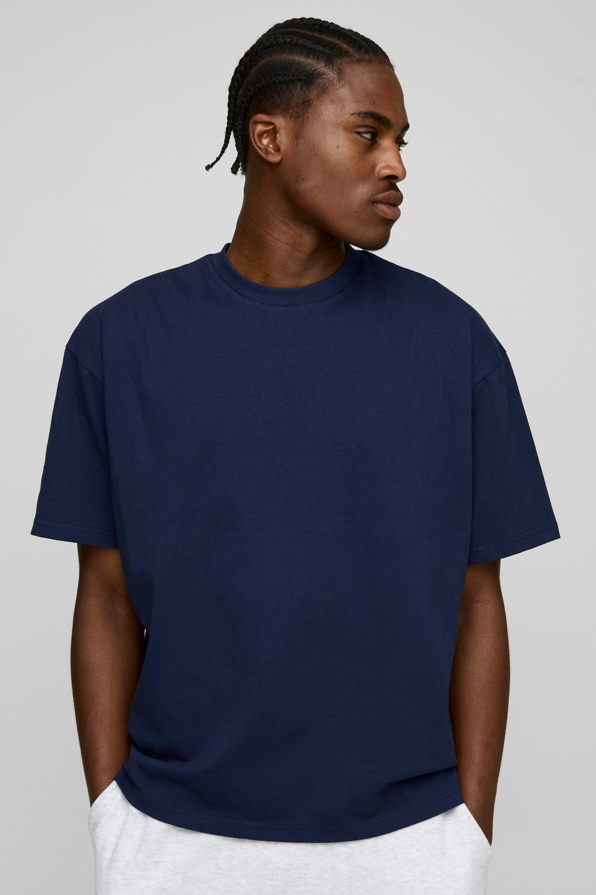 Image of T-shirt oversize Basic a girocollo, Navy