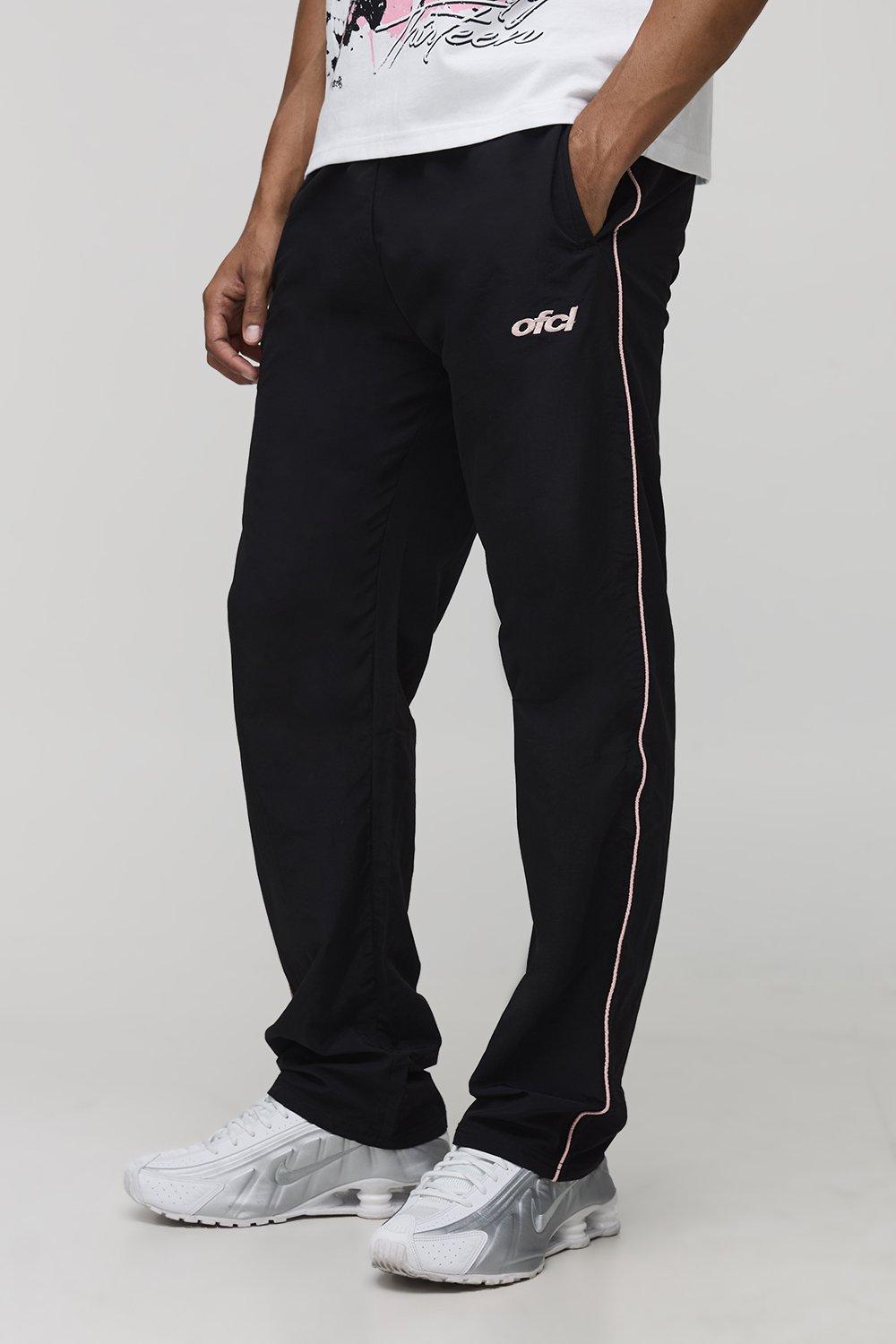 Mens Black Relaxed Ofcl Crinkle Trousers, Black