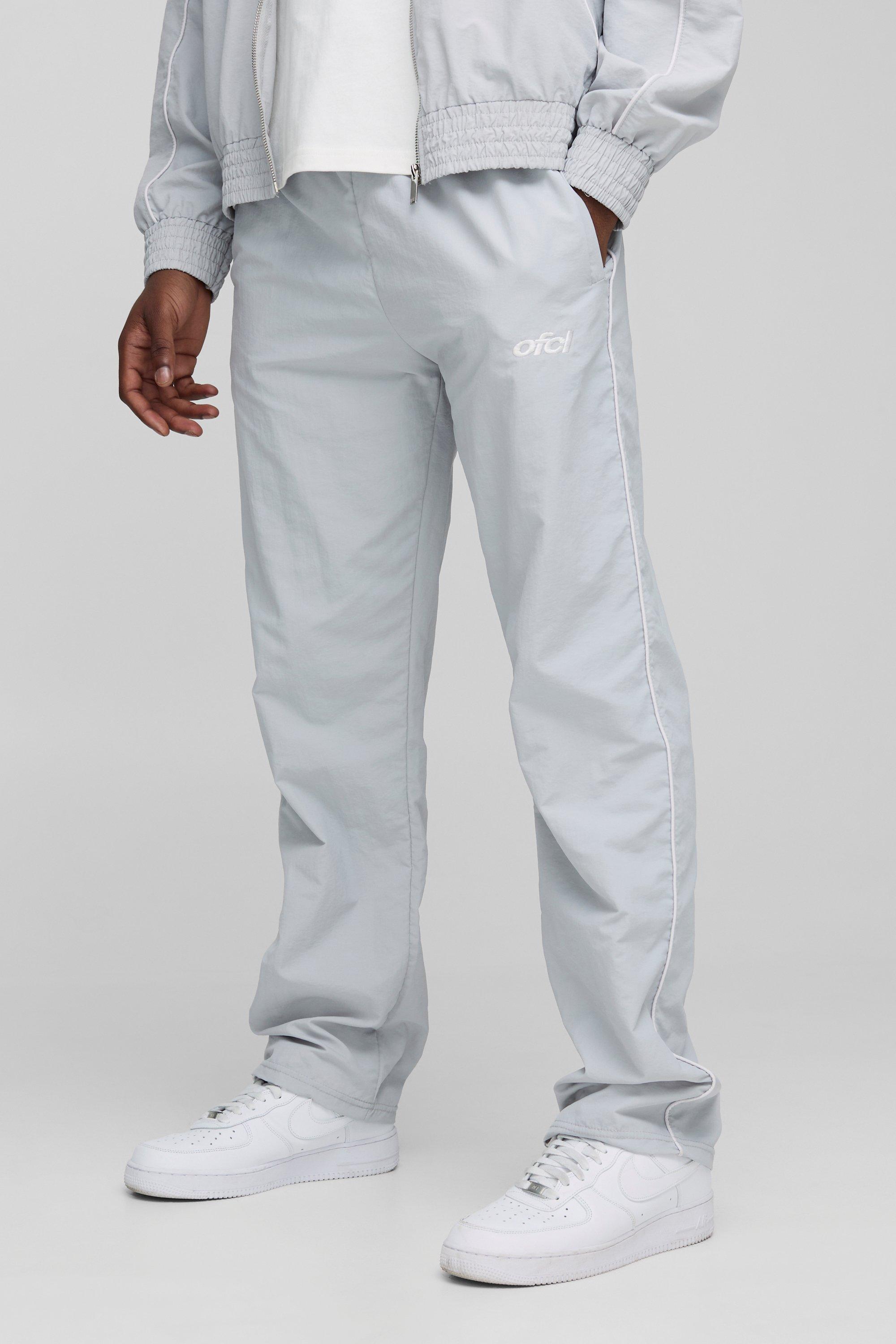 Mens Grey Relaxed Ofcl Crinkle Trousers, Grey