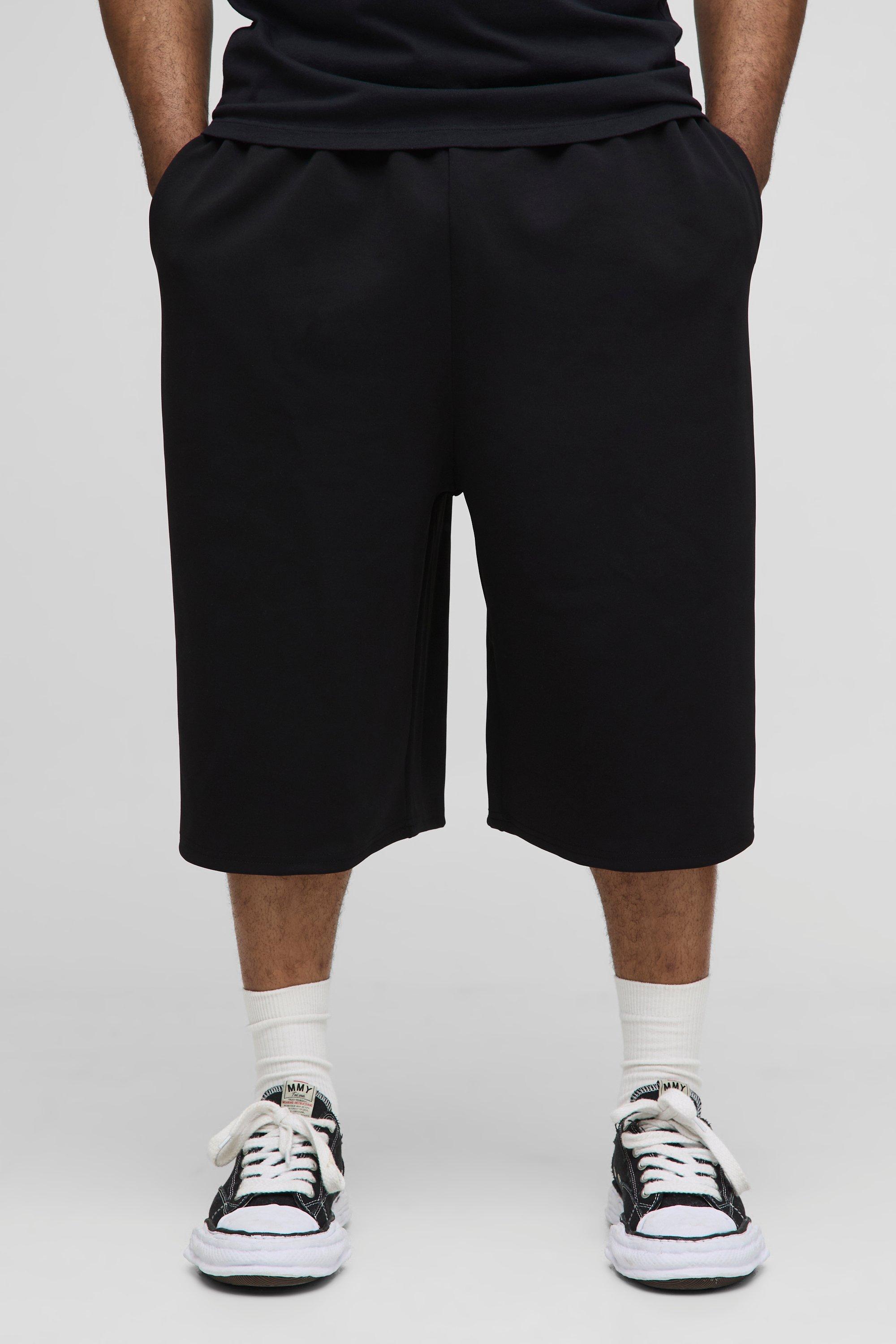 Mens Black Plus Scuba Longline Shorts, Black