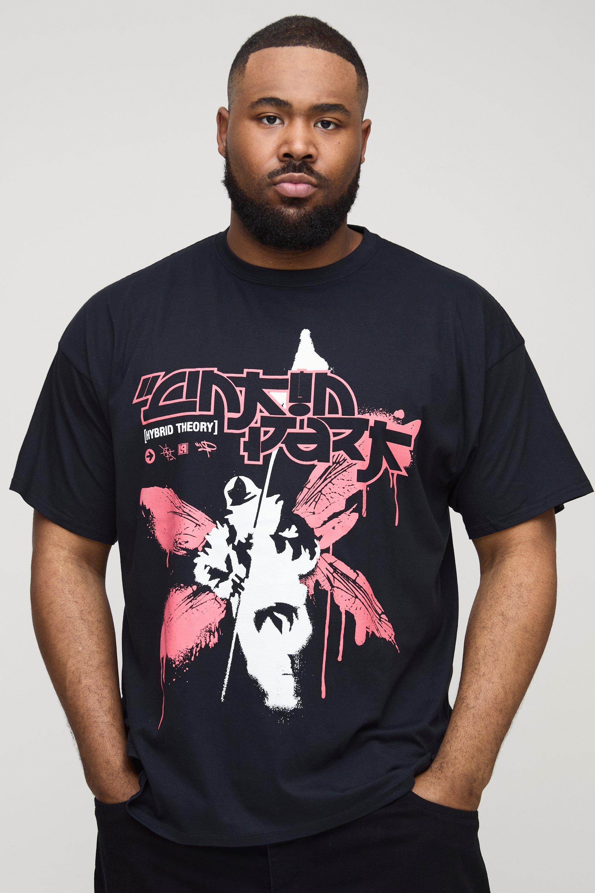 Image of T-shirt Plus Size oversize ufficiale dei Linkin Park con stampa, Nero