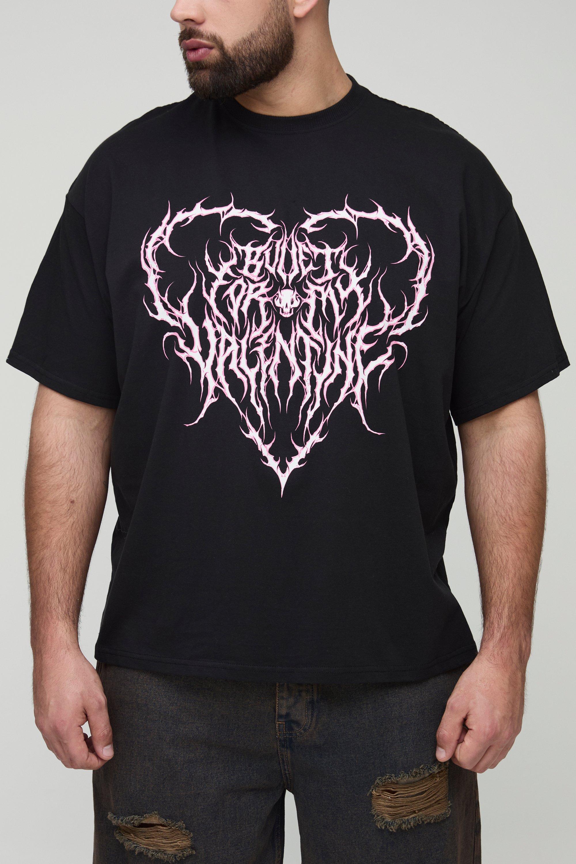 Image of T-shirt Plus Size oversize ufficiale con stampa Bullet for My Valentine, Nero
