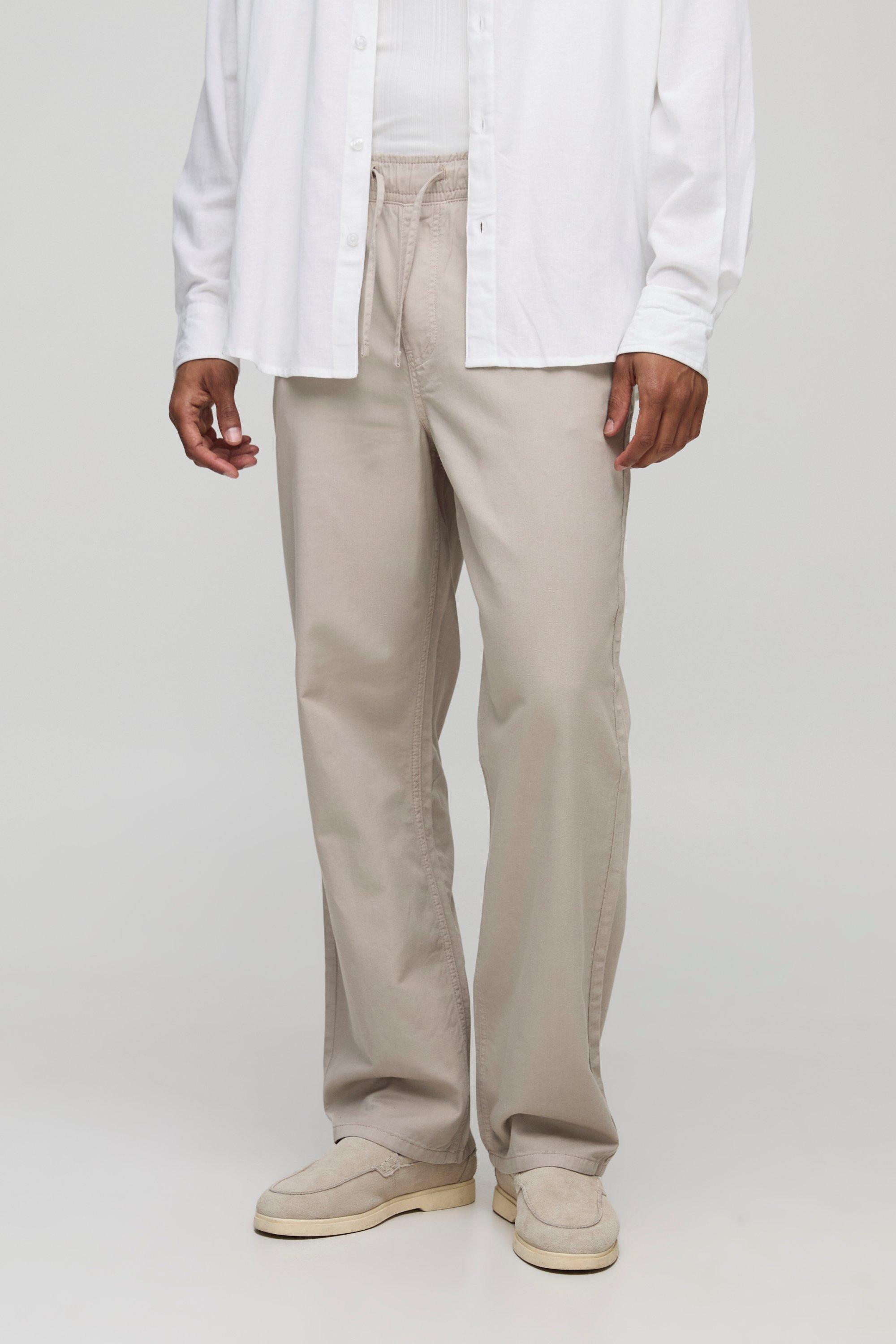 Mens Grey Relaxed Fit Lightweight Chino Trousers, Grey