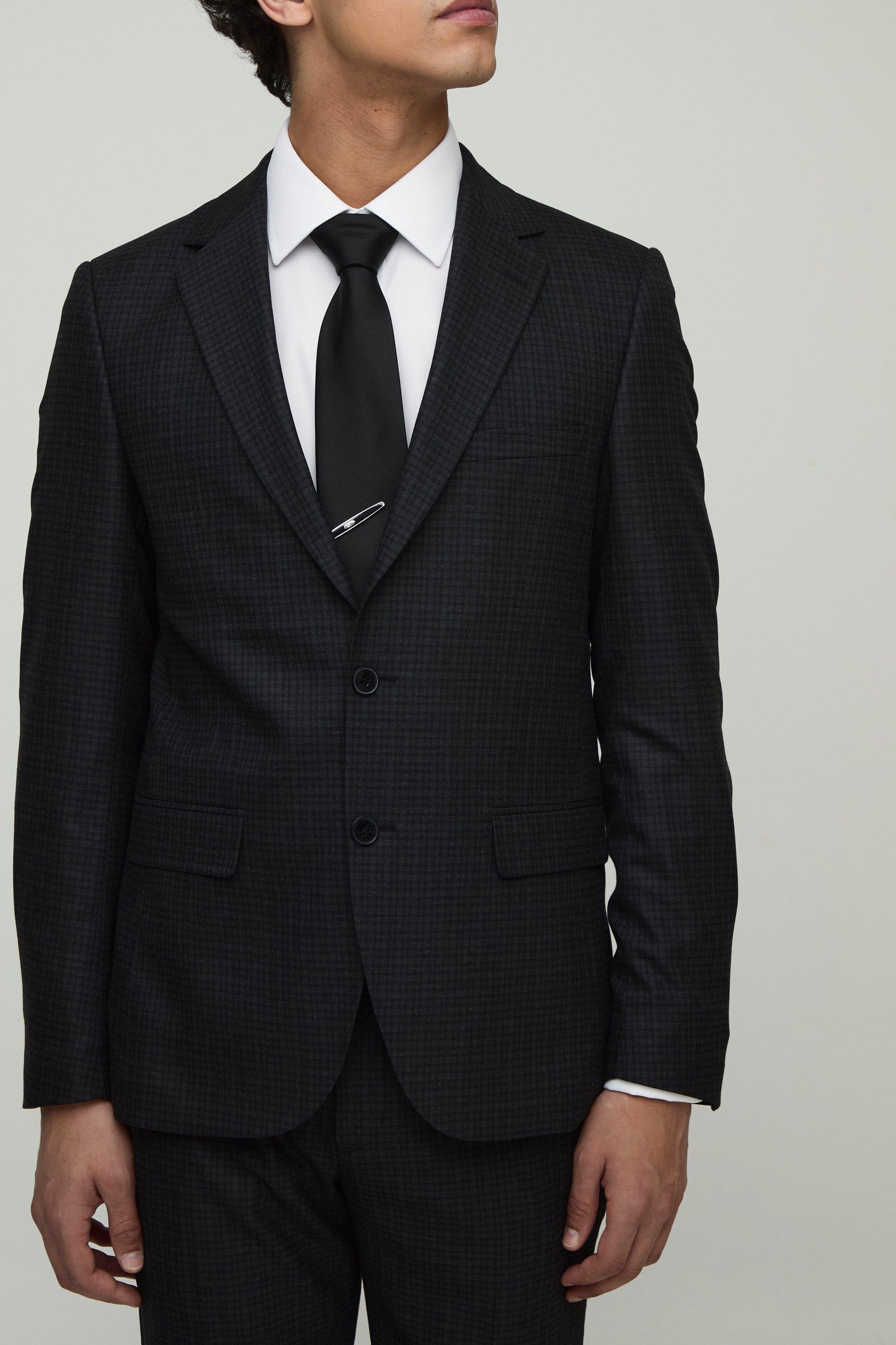Image of Giacca completo a monopetto a quadri Slim Fit, Grigio