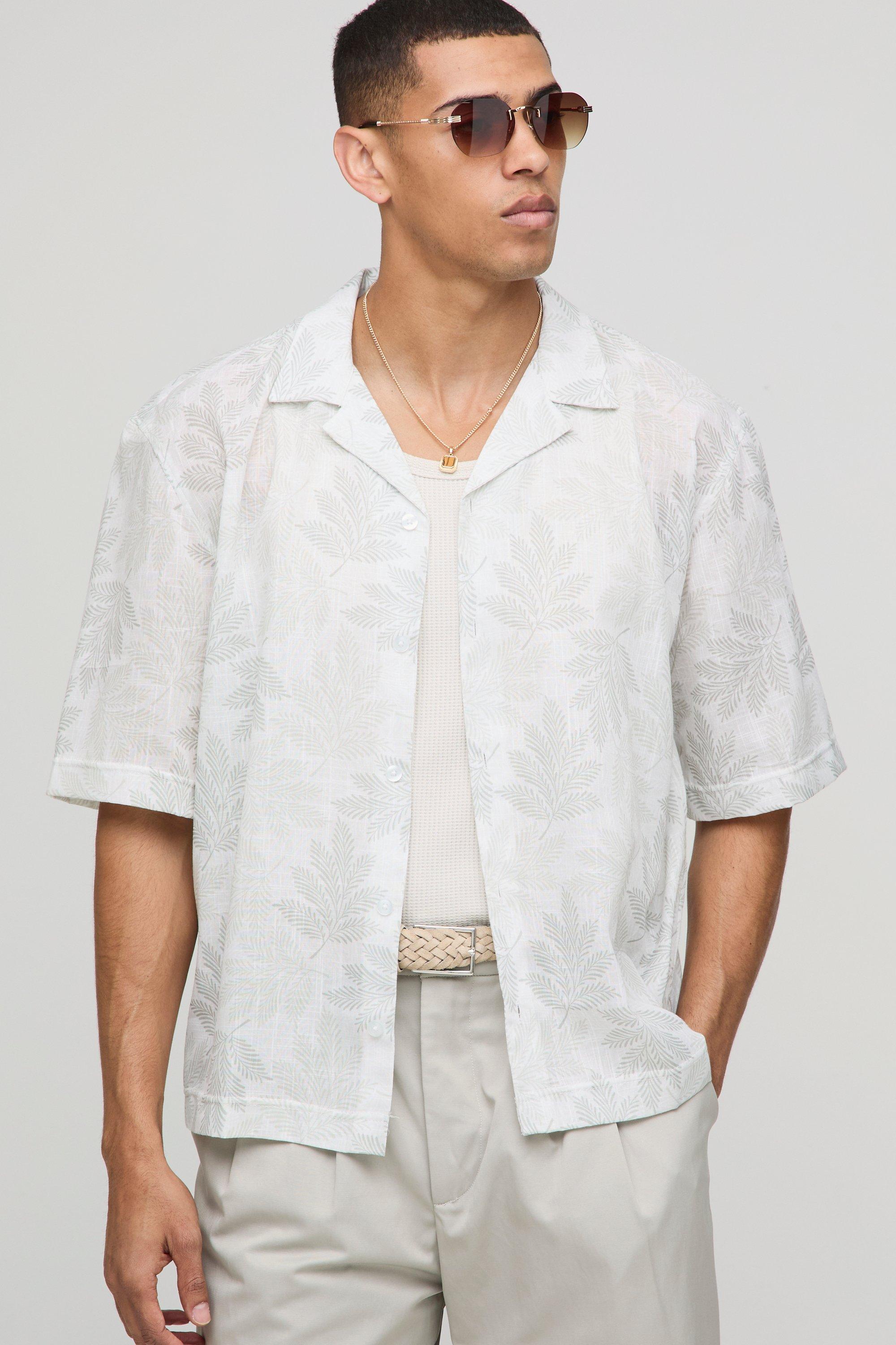 Oversized Multi Leaf Slub Revere Shirt