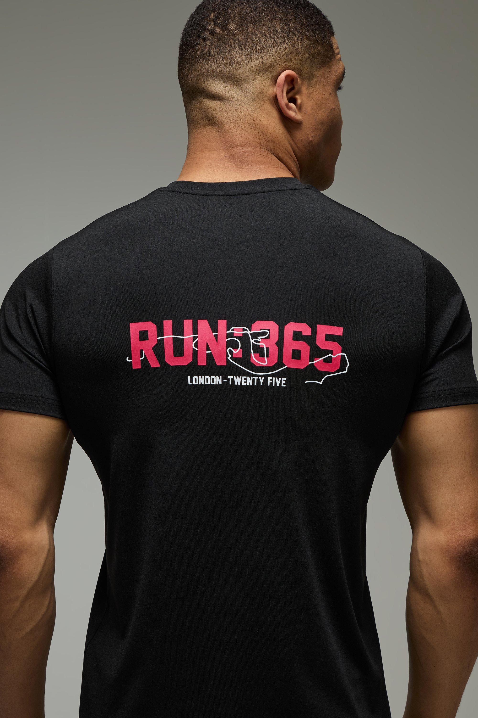 Mens Black Man Active Run:365 London Performance Regular Fit T-shirt, Black