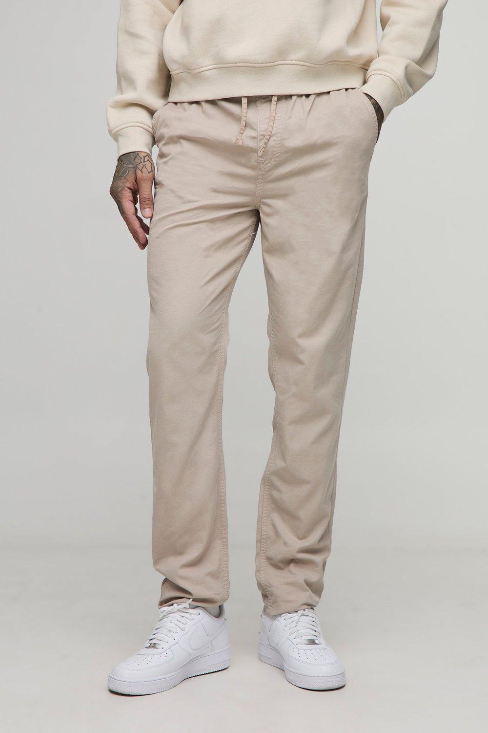 Mens Beige Tall Tapered Fit Lightweight Chinos, Beige
