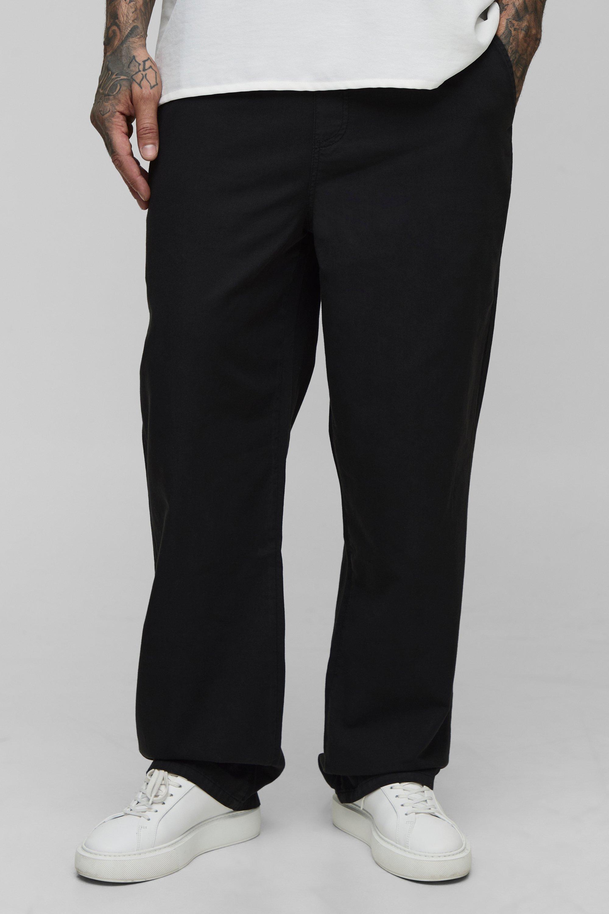 Mens Black Tall Relaxed Fit Lightweight Chinos, Black