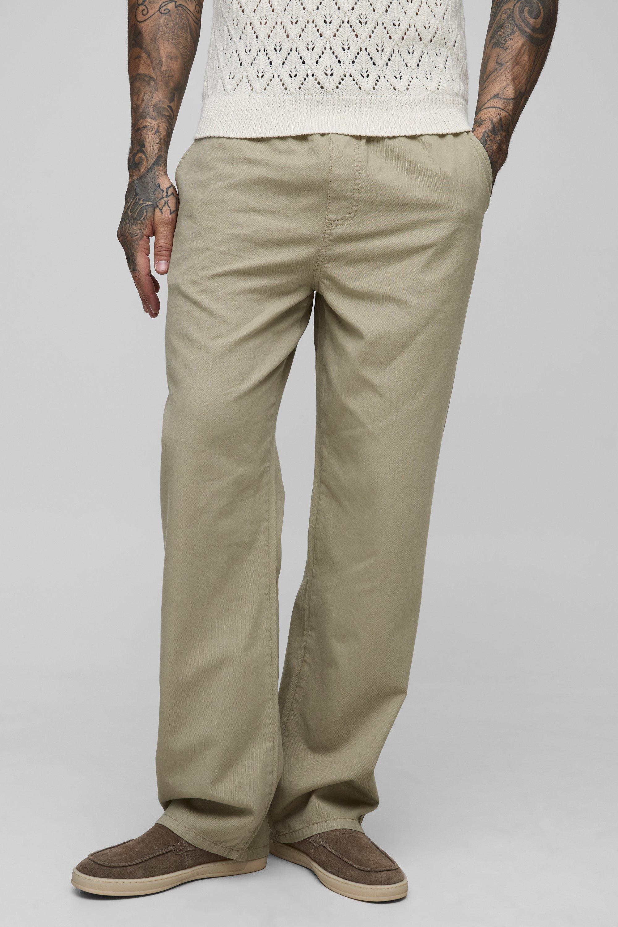 Mens Green Tall Relaxed Fit Lightweight Chinos, Green