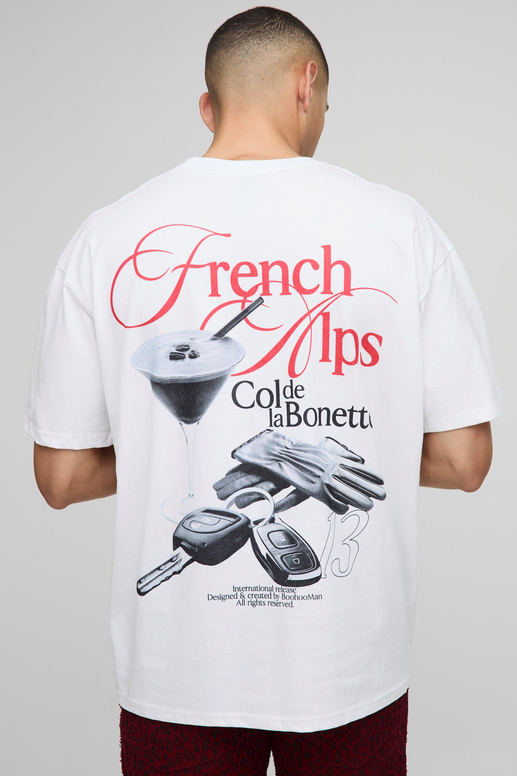 Mens White Oversized Espresso French Alps T-Shirt, White