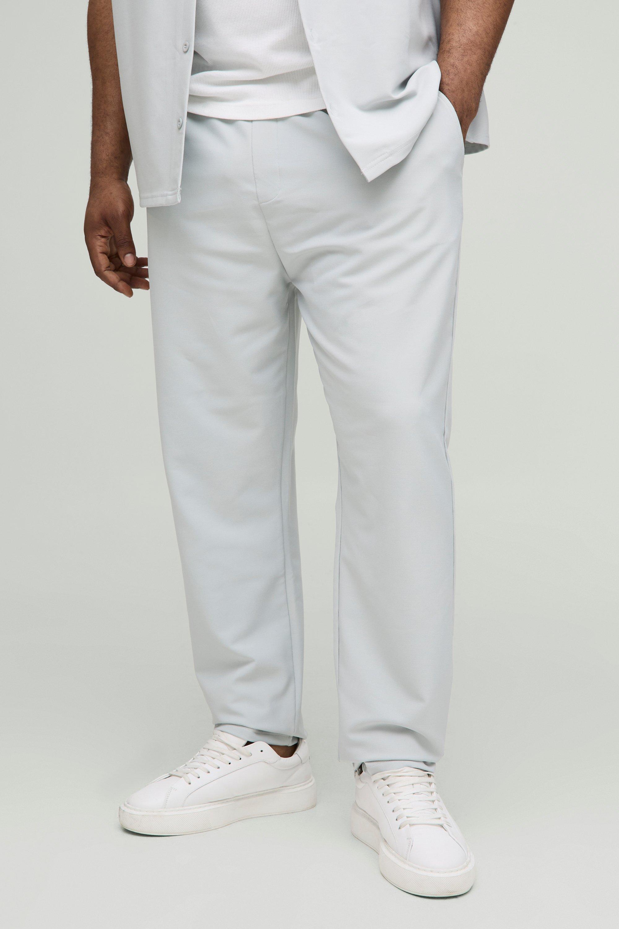 Mens Grey Plus Elasticated Waist Technical Stretch Slim Trousers, Grey