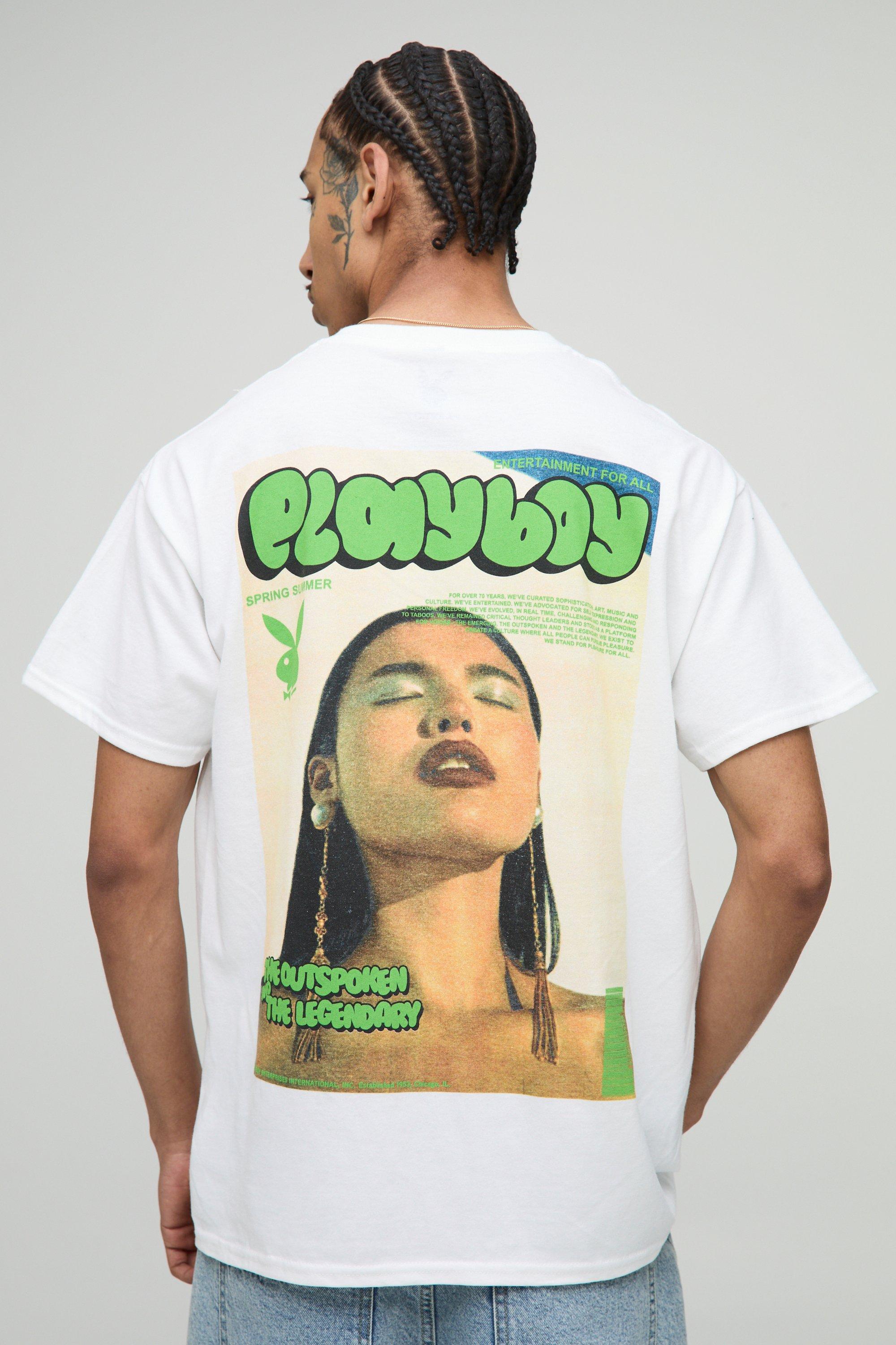 Image of T-shirt oversize ufficiale con stampa di Playboy, Bianco