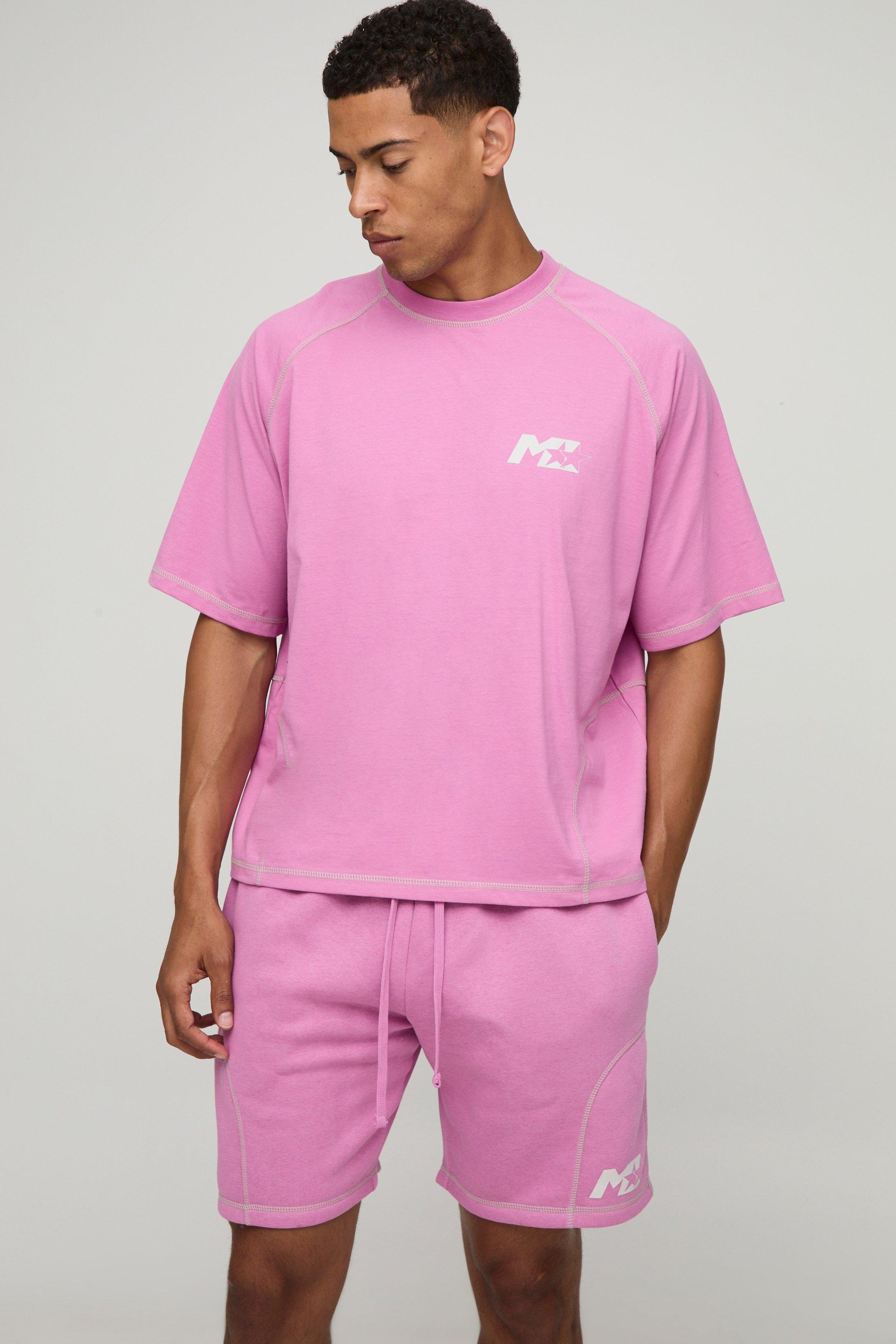Oversized Boxy M Star Stitch Detail T-Shirt & Short Set