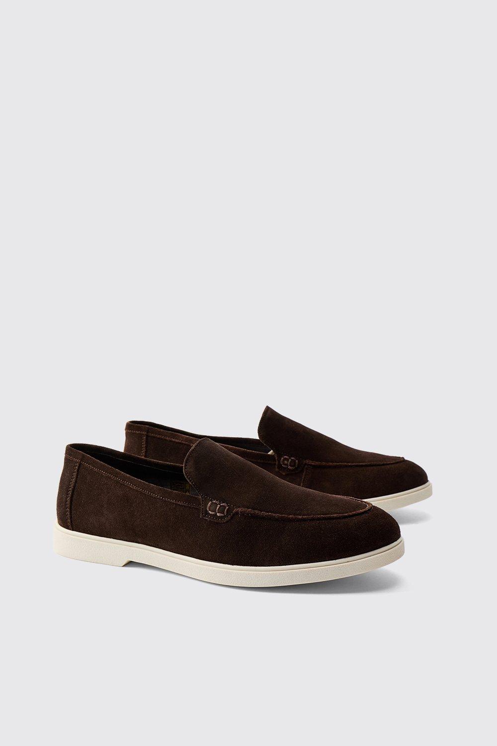 Image of Real Suede Leather Loafer, Brown