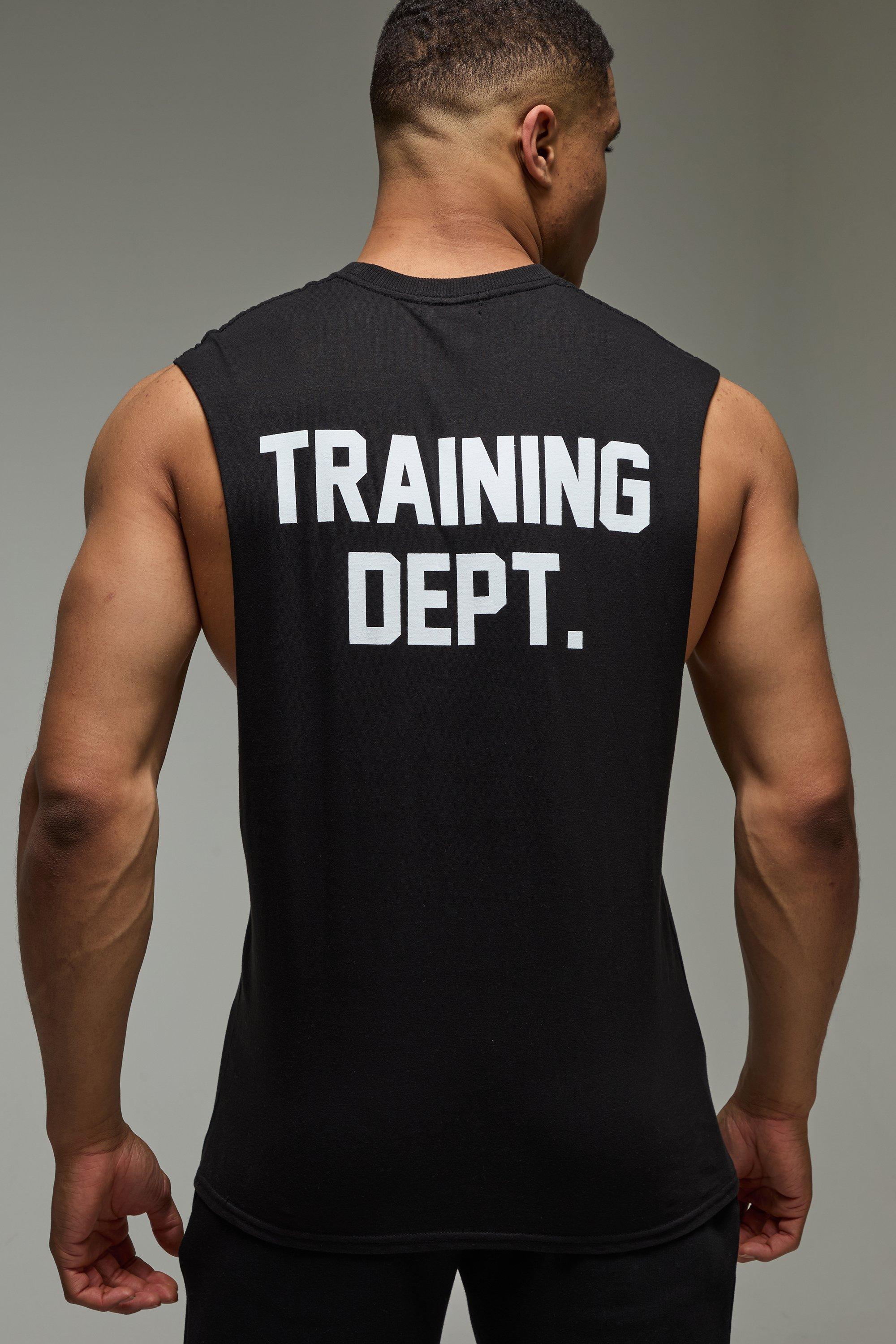 Mens Black Training Dept Oversized Dropped Armhole vest, Black