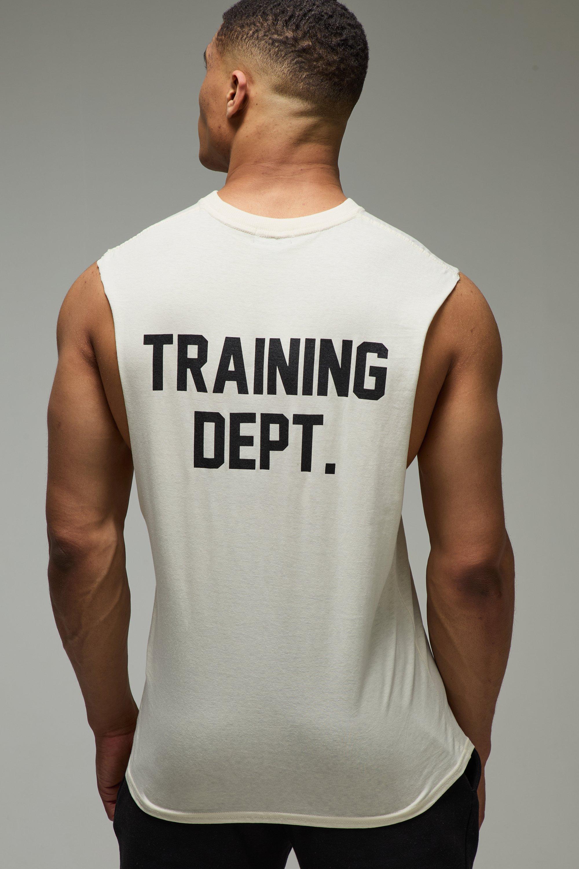Mens Cream Training Dept Oversized Dropped Armhole vest, Cream