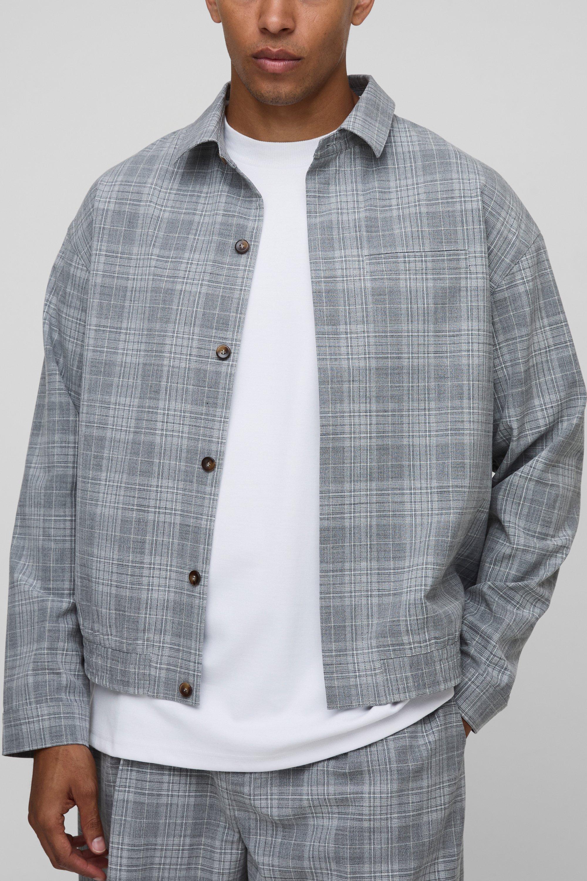 Image of Sovracamicia oversize a quadri, Grigio