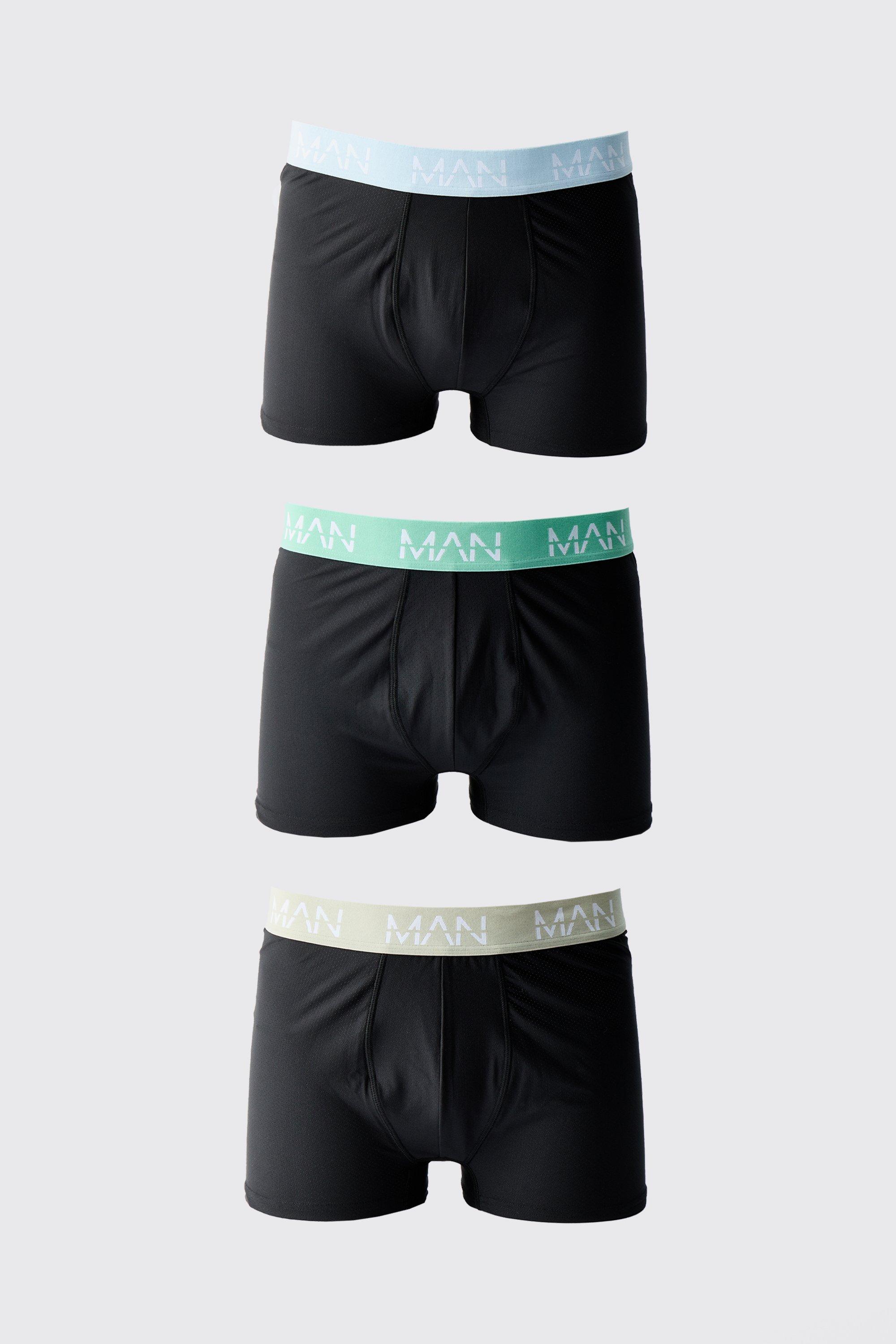 Mens Multi Man Active Performance 3 Pack Boxer, Multi