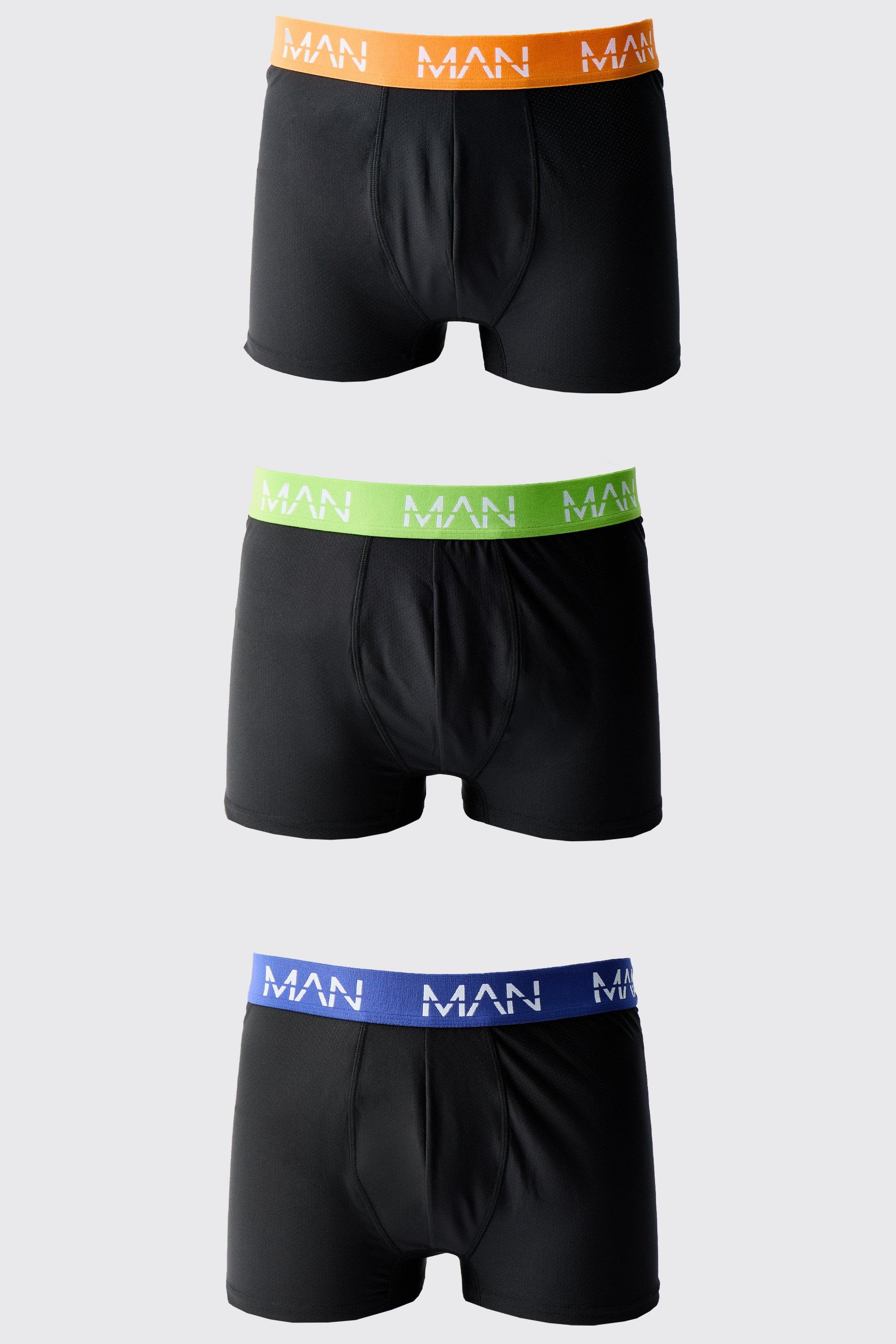 Mens Multi Man Active Performance 3 Pack Boxer, Multi