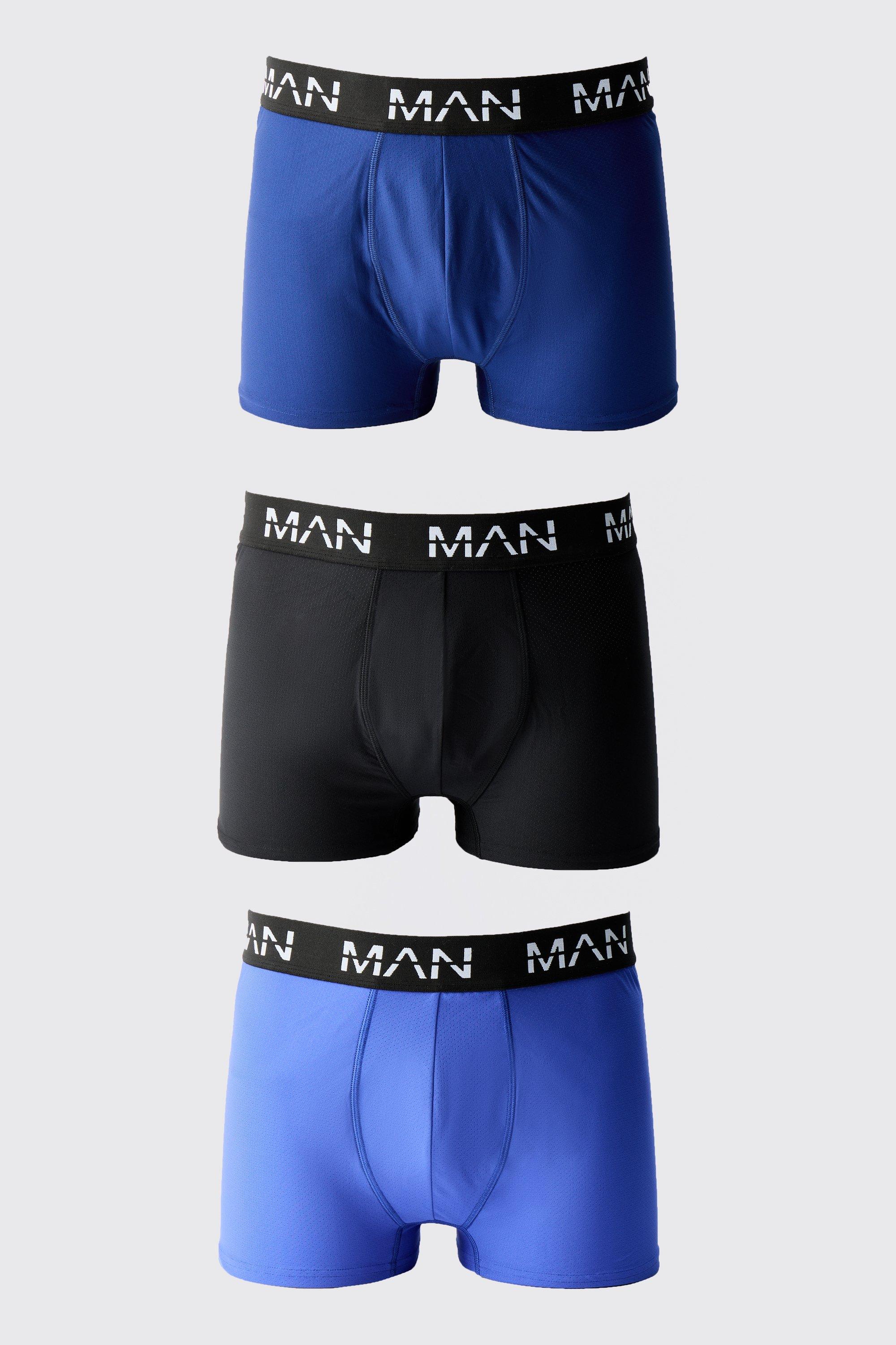 Mens Multi Man Active Performance Neon Logo 3 Pack Boxer, Multi