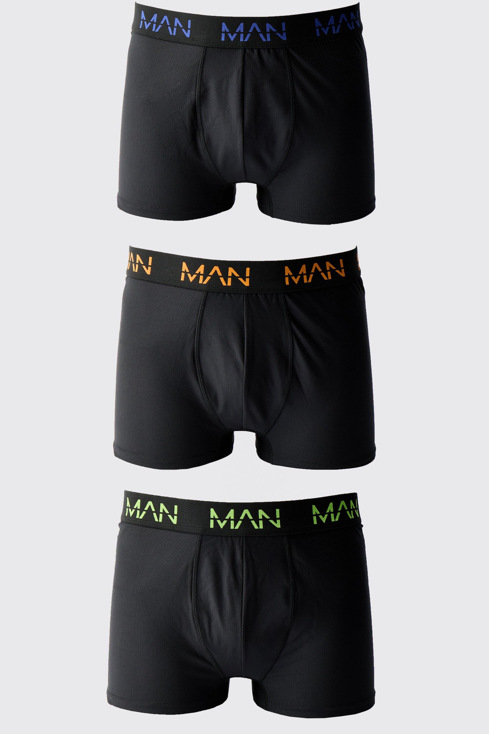 Mens Multi Man Active Performance 3 Pack Boxer, Multi