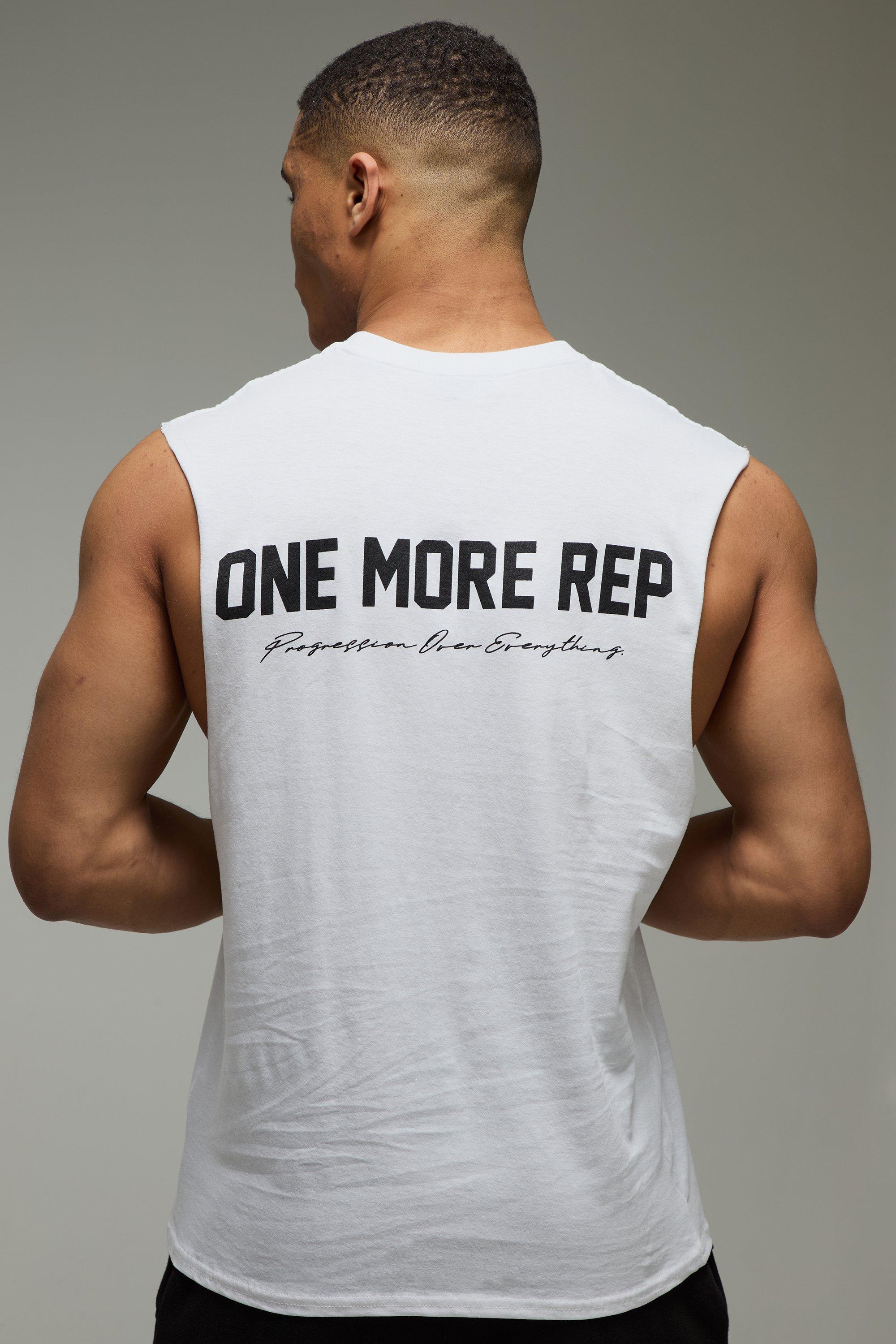 Mens White MAN Active One More Rep Drop Armhole vest, White