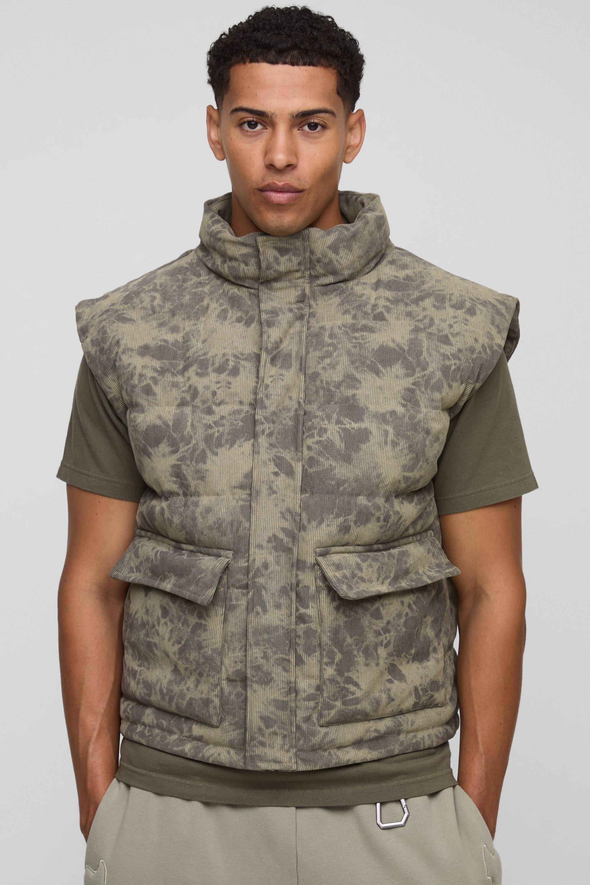 Boohoo Oversized Boxy Washed Cord Gilet, Olive