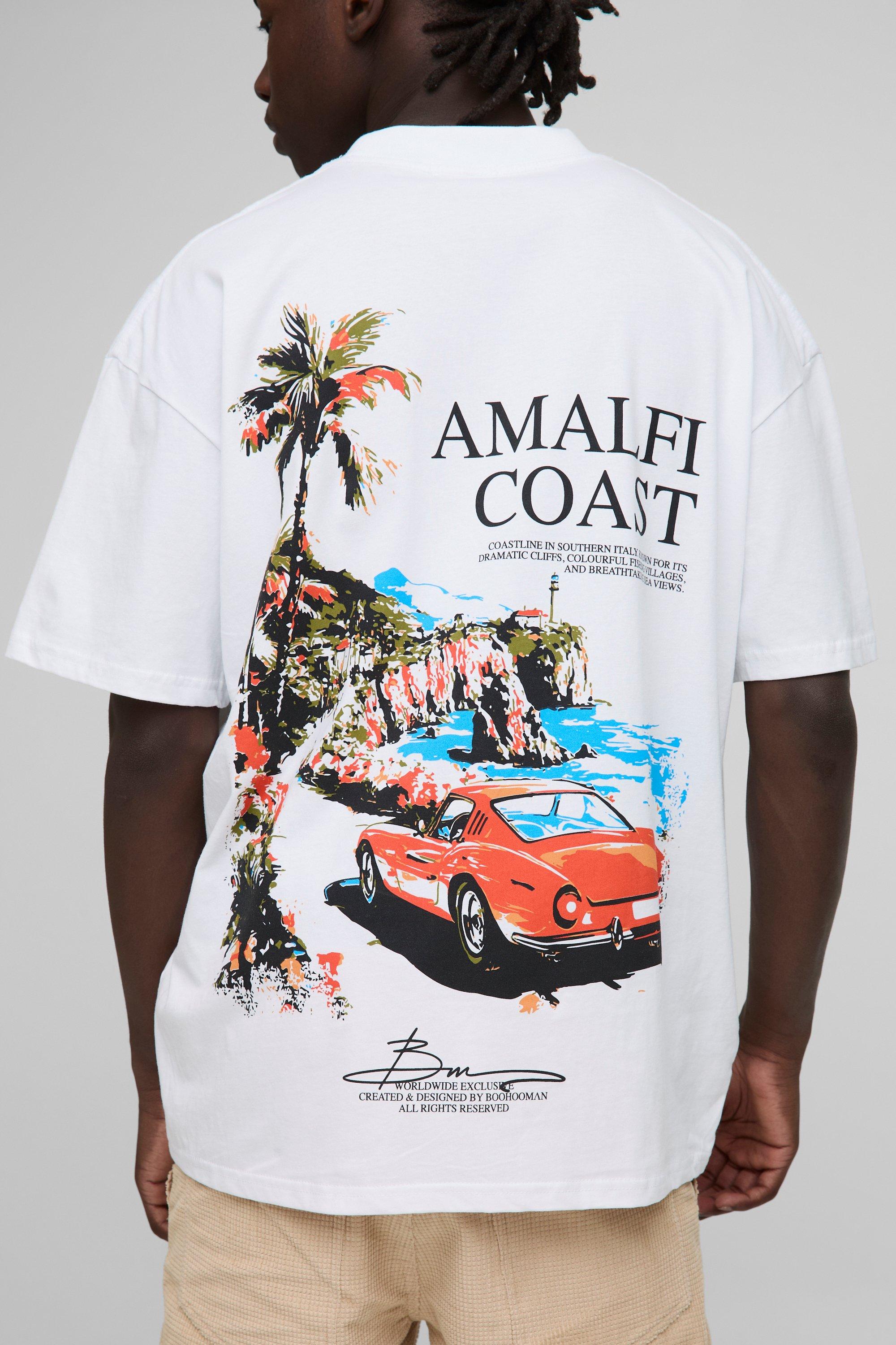 Mens White Oversized Bm Signature Amalfi Coast T-Shirt, White