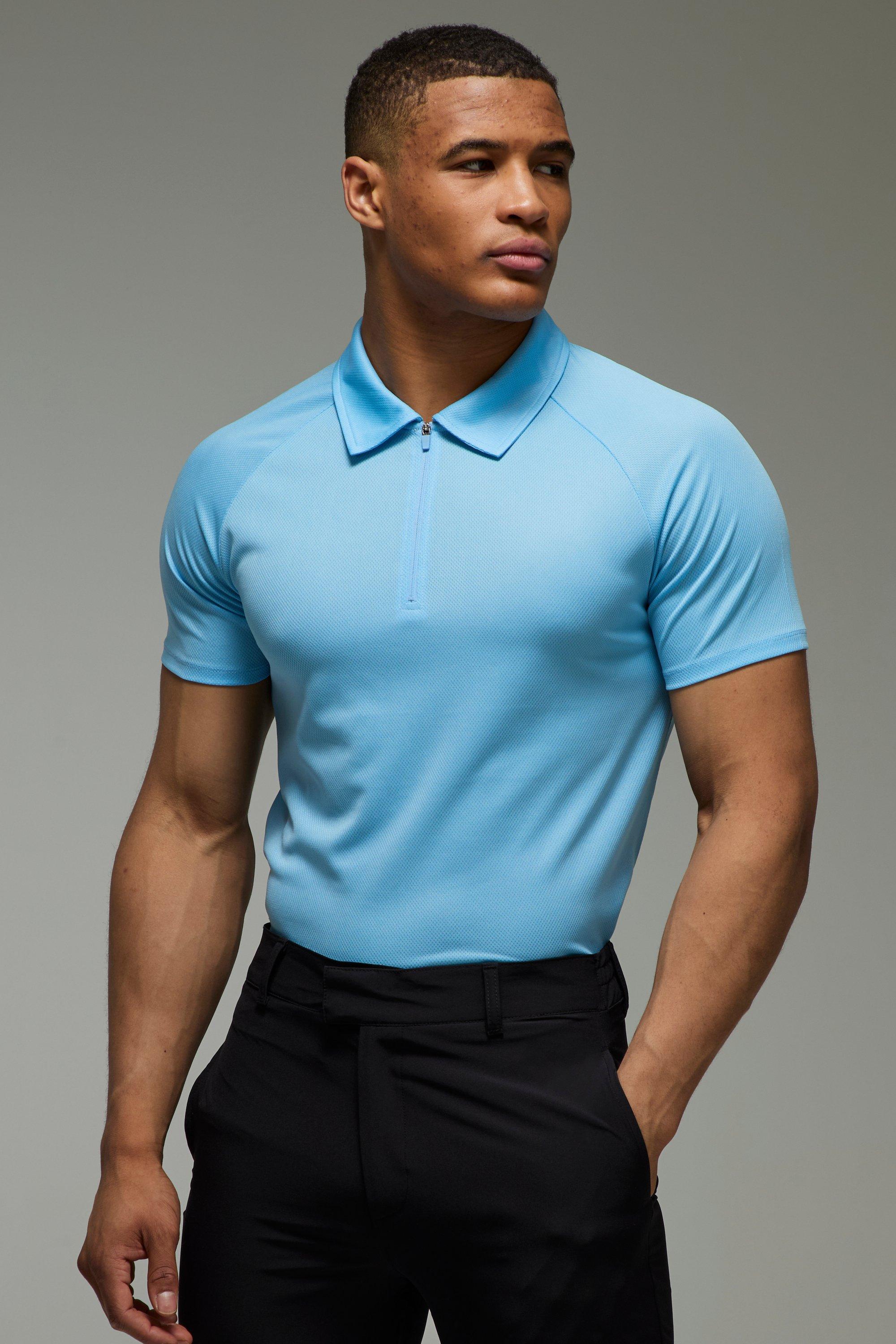 Mens Blue Man Active Golf Polo, Blue