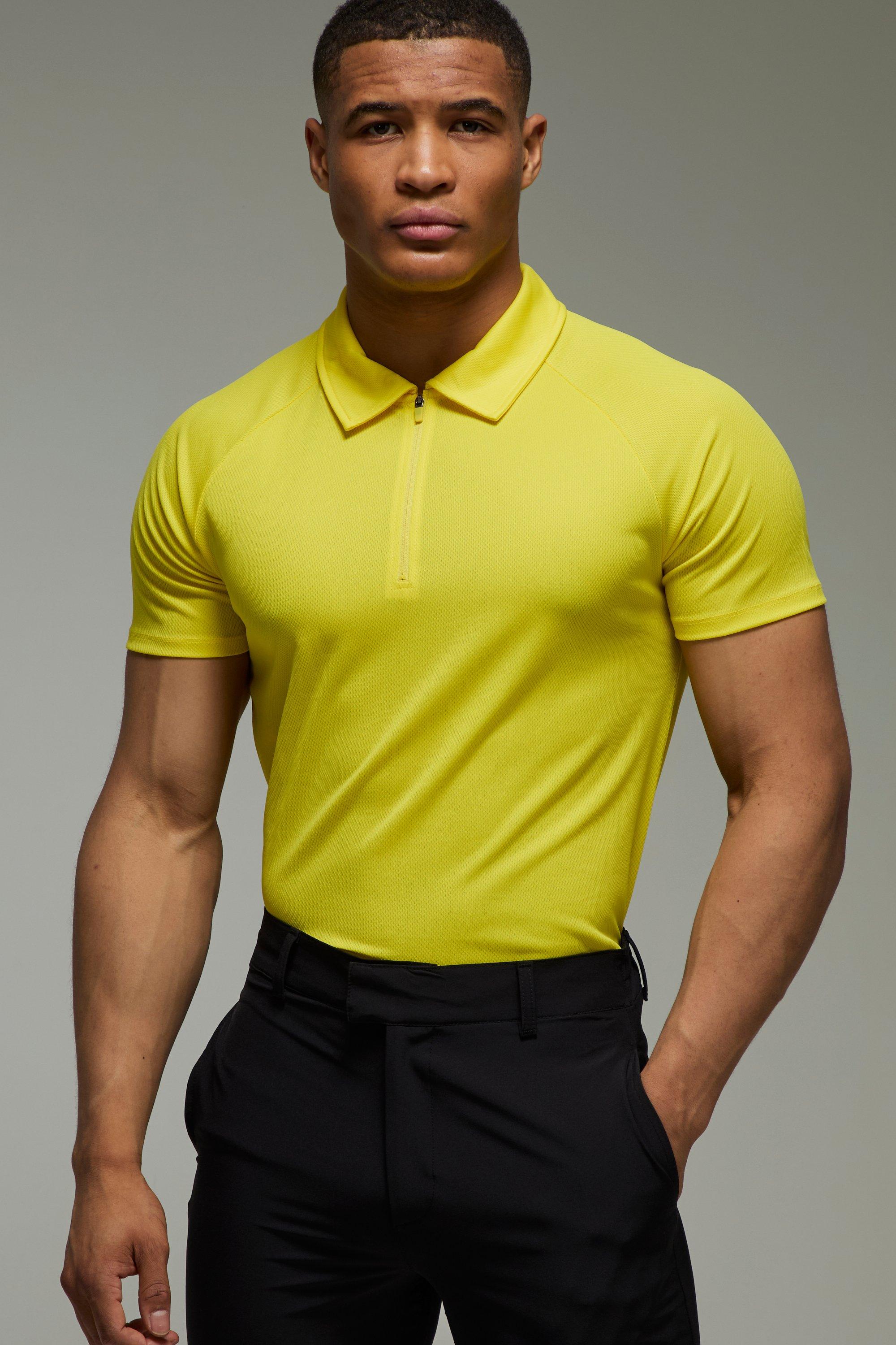 Mens Yellow Man Active Golf Polo, Yellow