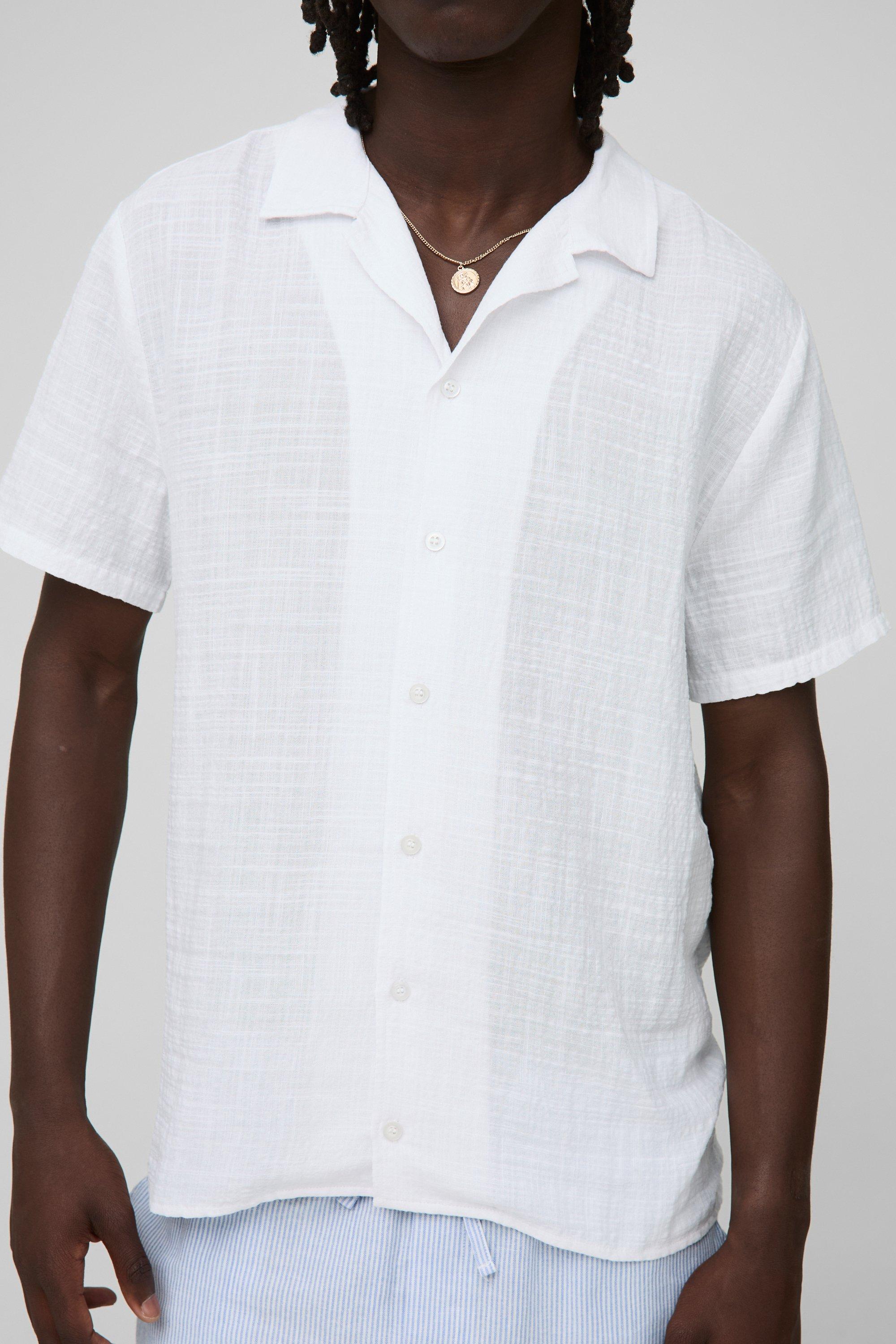 Regular Fit Cheesecloth Short Sleeve Shirt