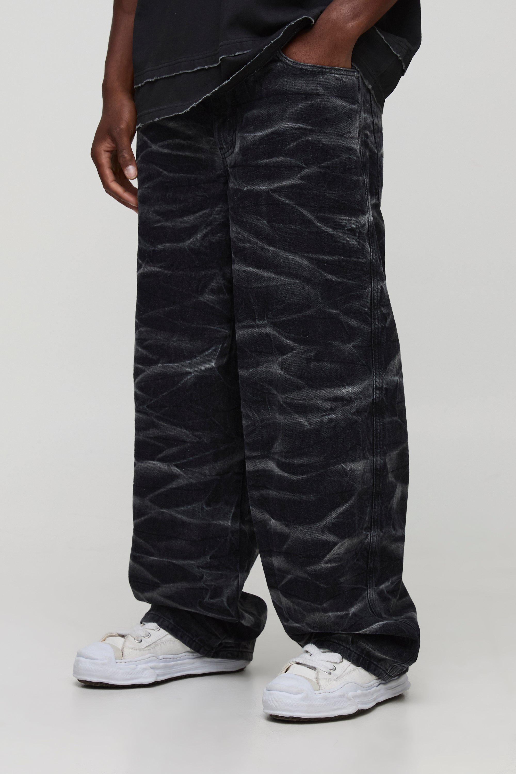 Boohoo Super Baggy Fit Extreme Washed Jeans, Washed Black