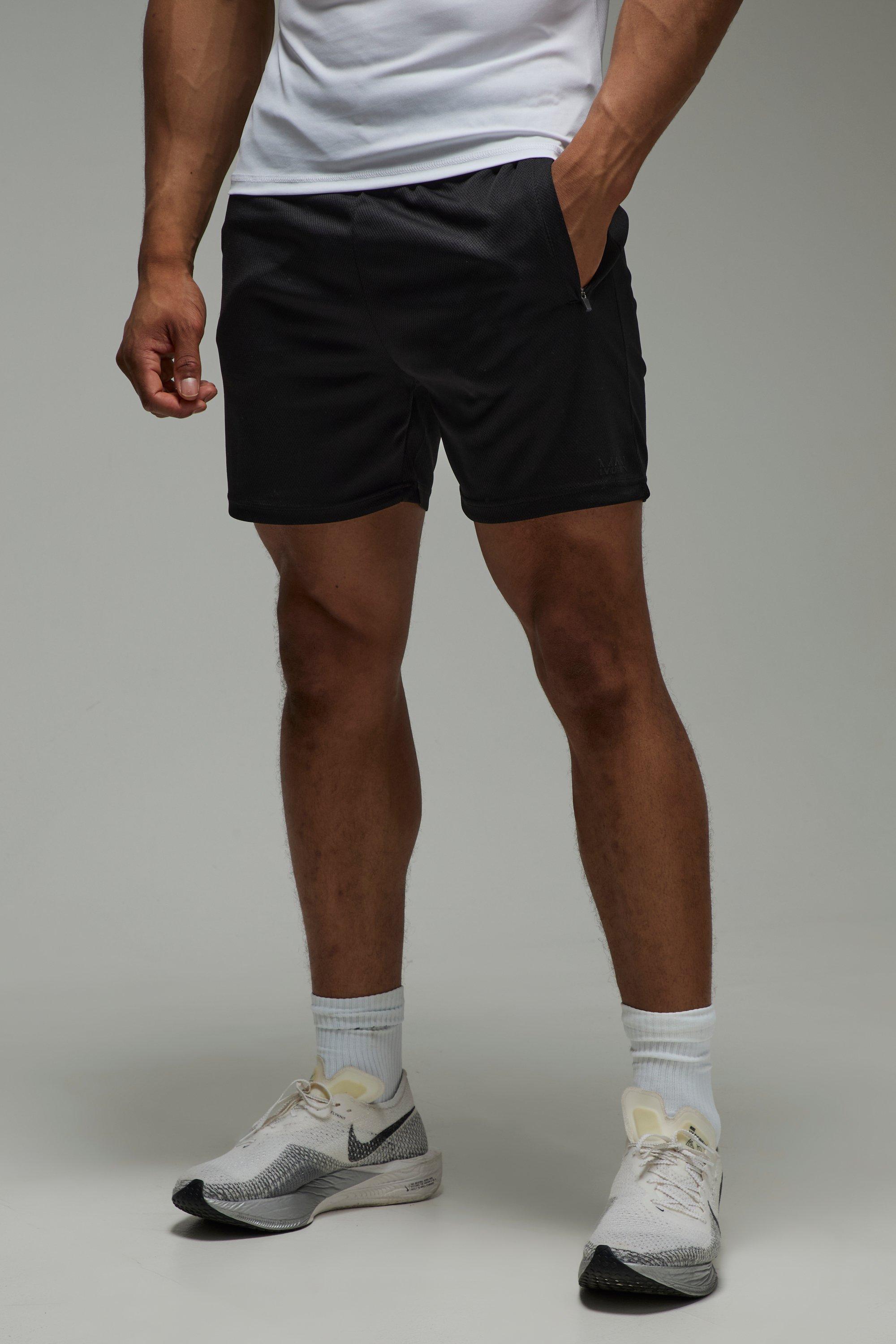 Image of Pantaloncini da palestra Man Active da 12 cm in Stretch con tasche e zip, Nero
