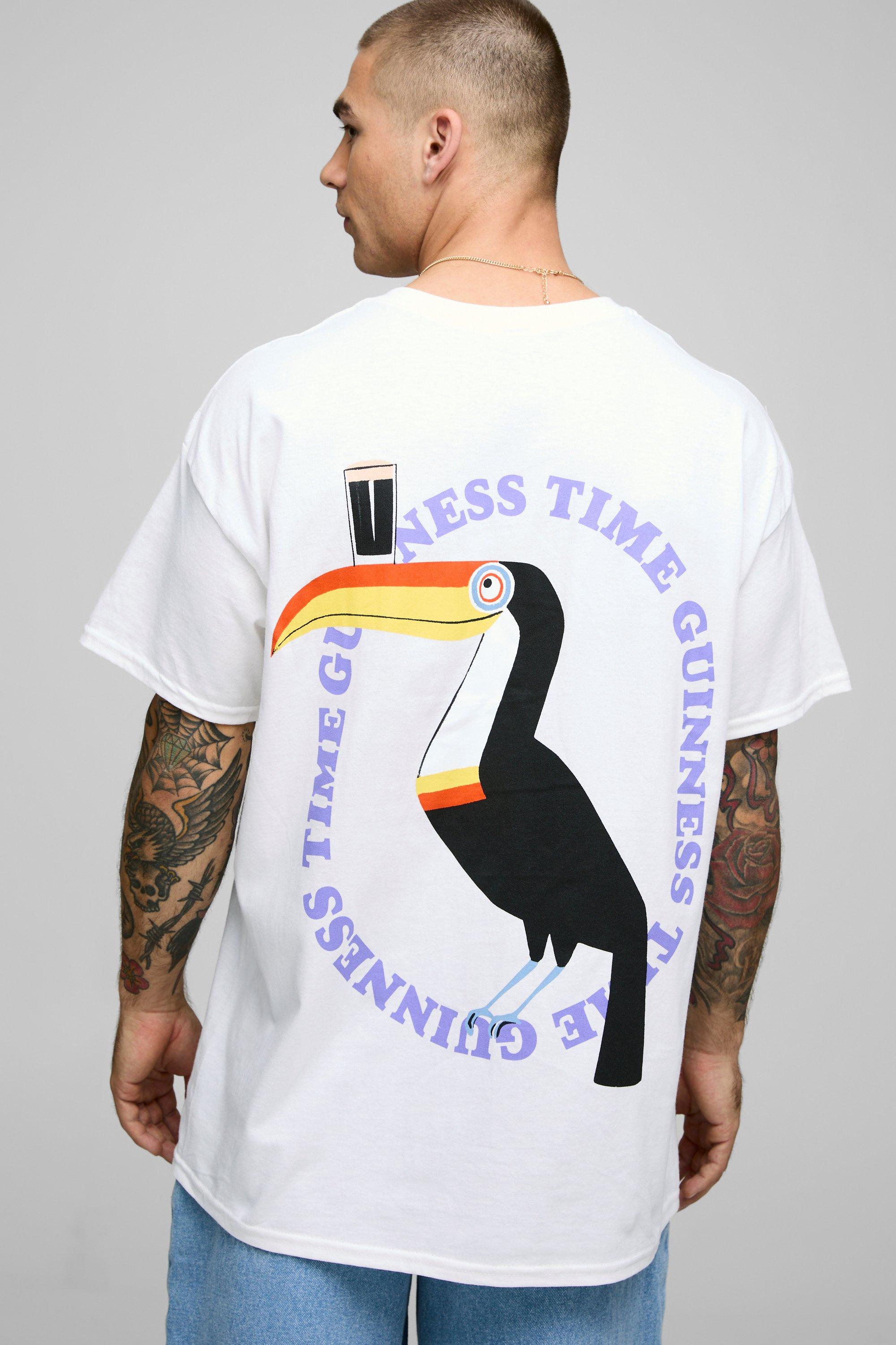 Mens White Oversized Guinness License Printed T-Shirt, White