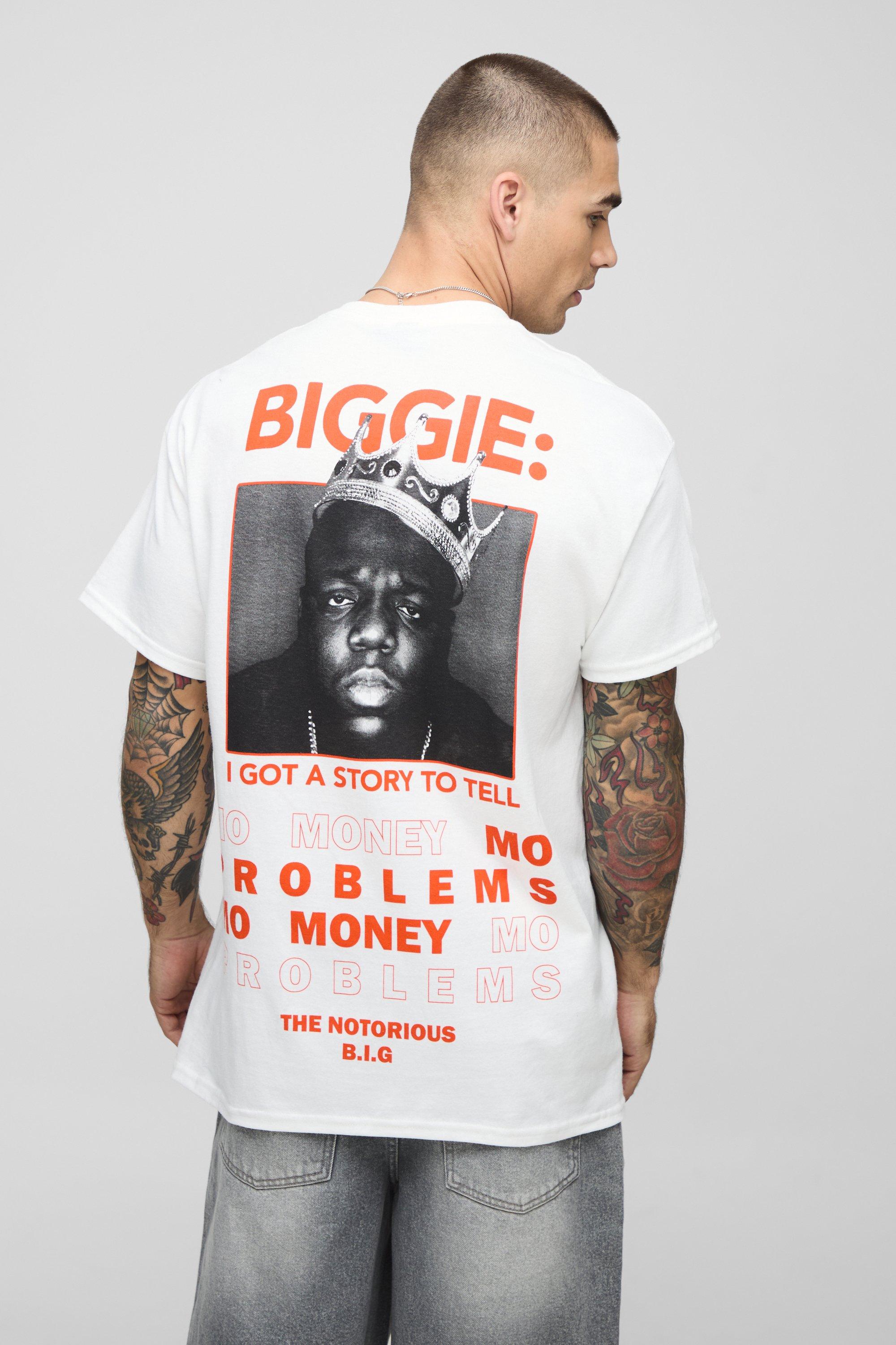 Mens White Regular Fit Biggie License Printed T-Shirt, White