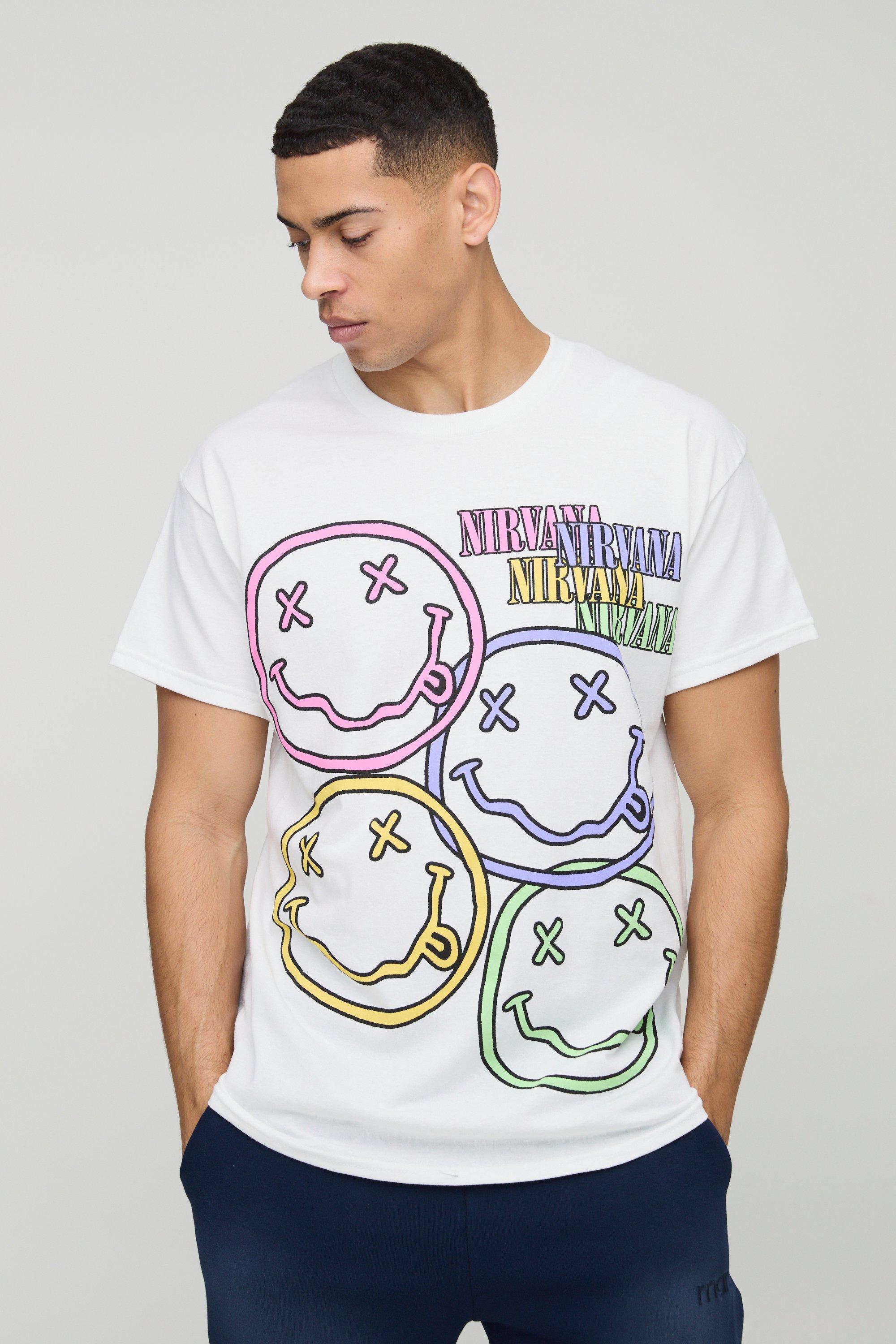 boohoo オーバーサイズ ニルヴァーナ ライセンス Tシャツ Oversized Nirvana Floral Heart License T-Shirt | boohooMAN USA
