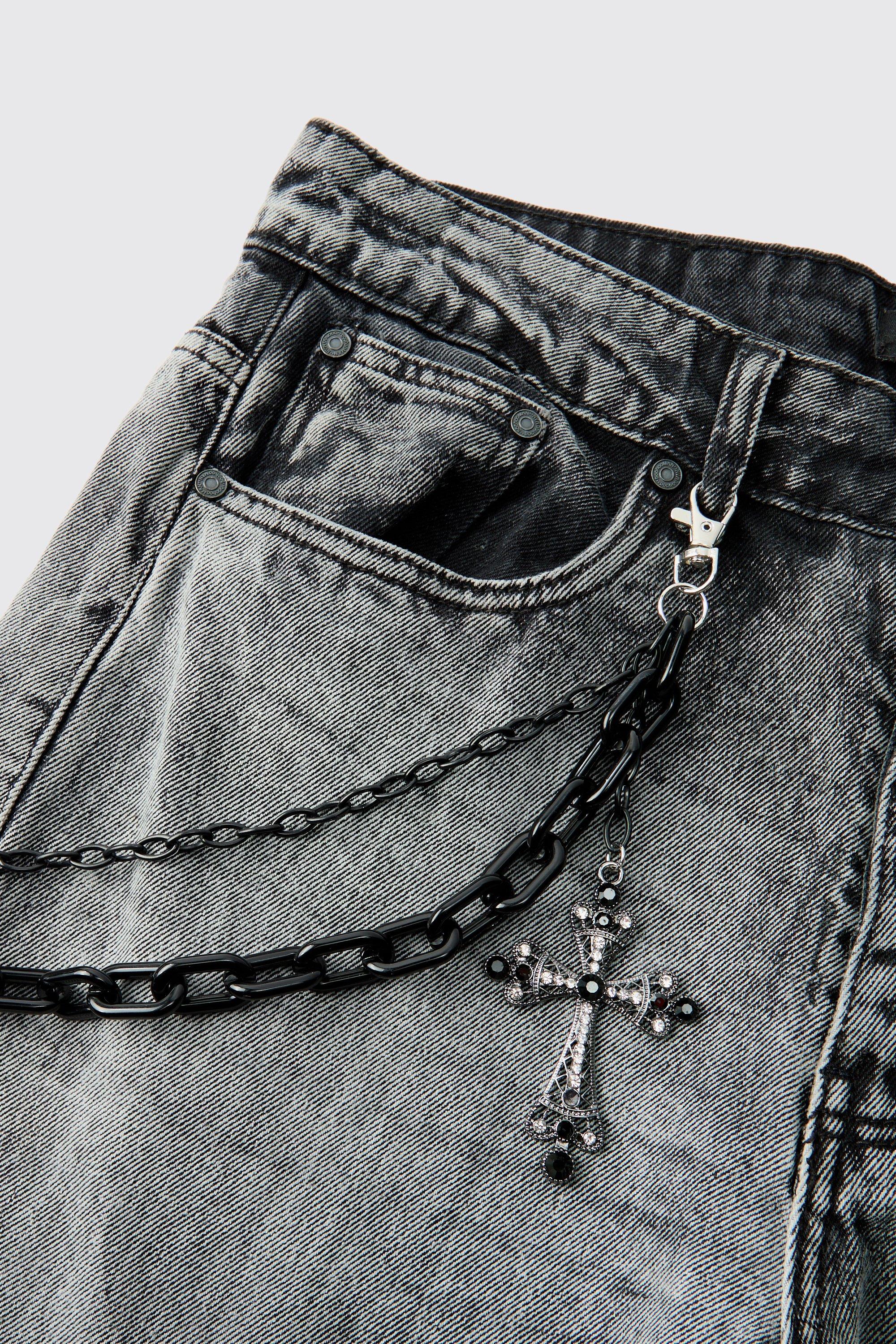 Image of Catena per jeans a croce grande, Nero