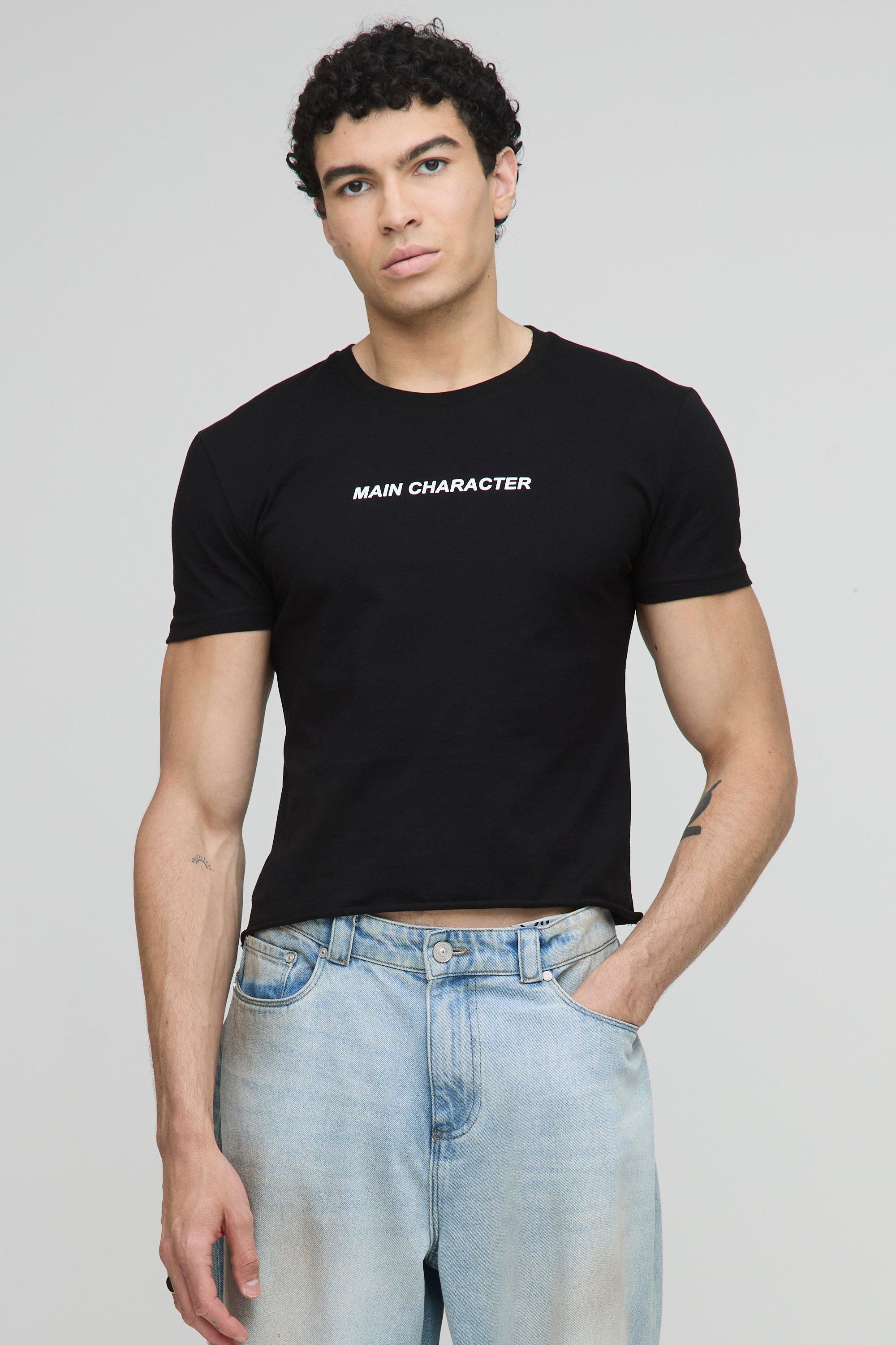 Mens Black Main Character Washed Pride Baby T-Shirt, Black