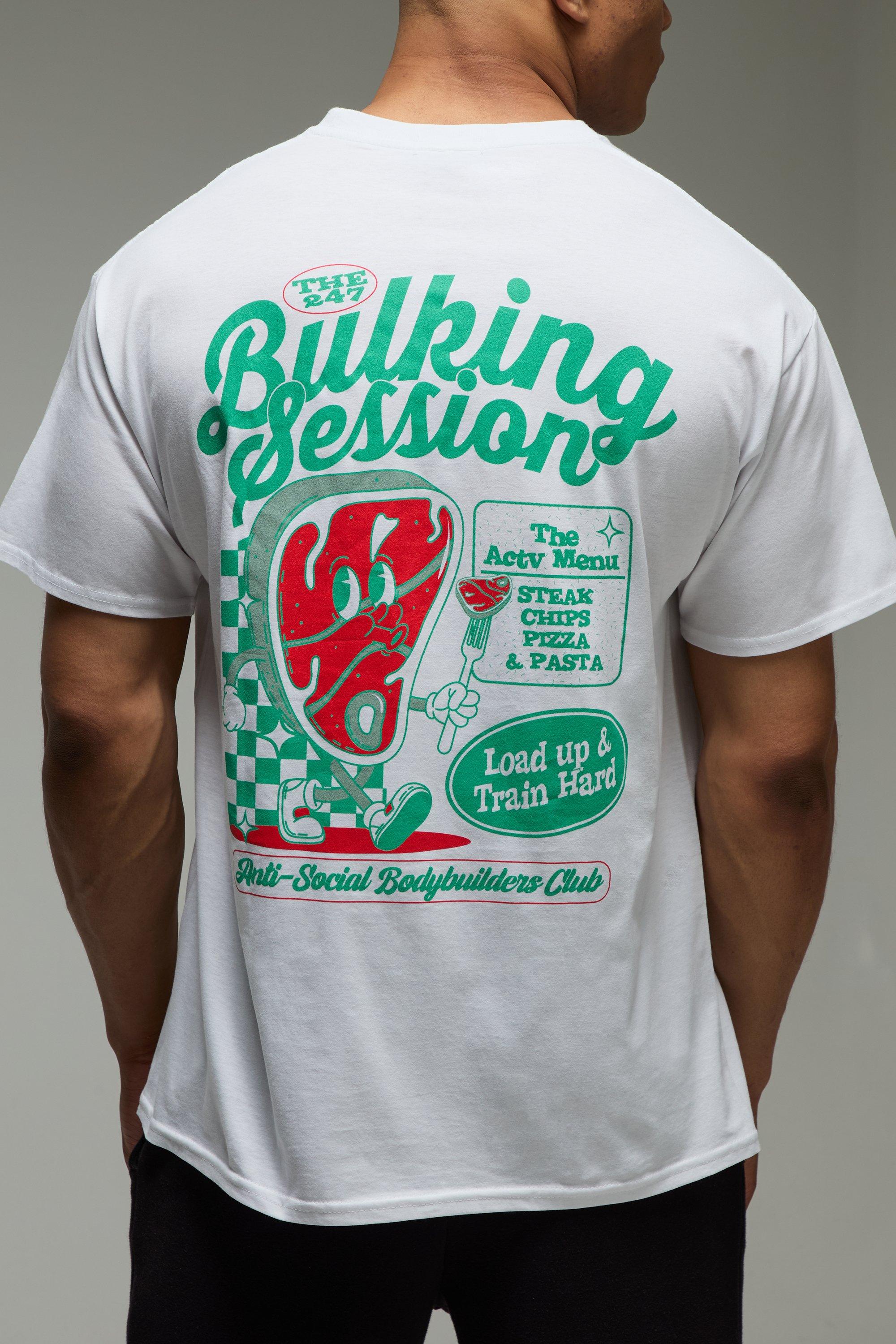 Mens White MAN Active Bulking Session Oversized T-Shirt, White