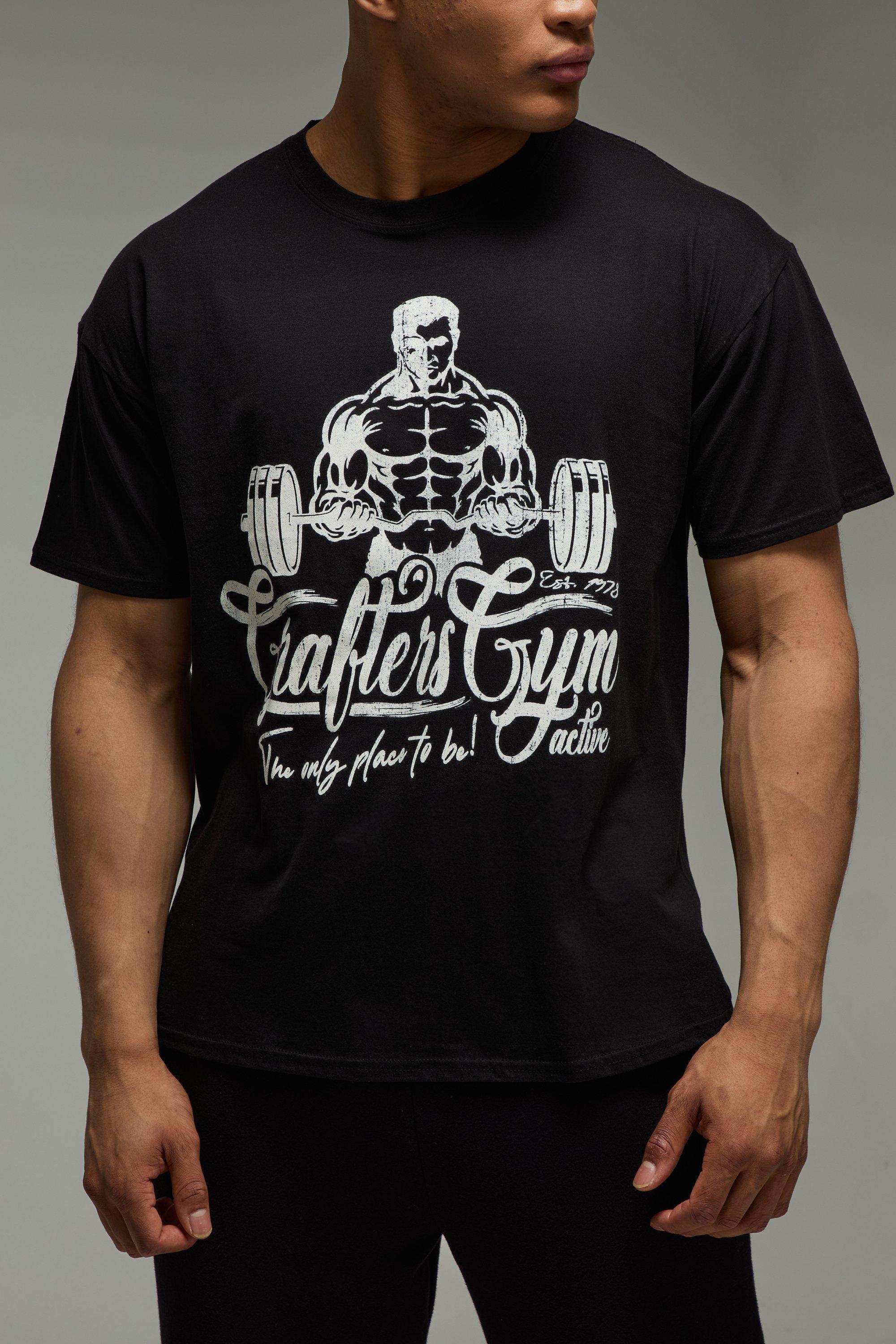Mens Black MAN Active Grafters Gym Oversized T-shirt, Black