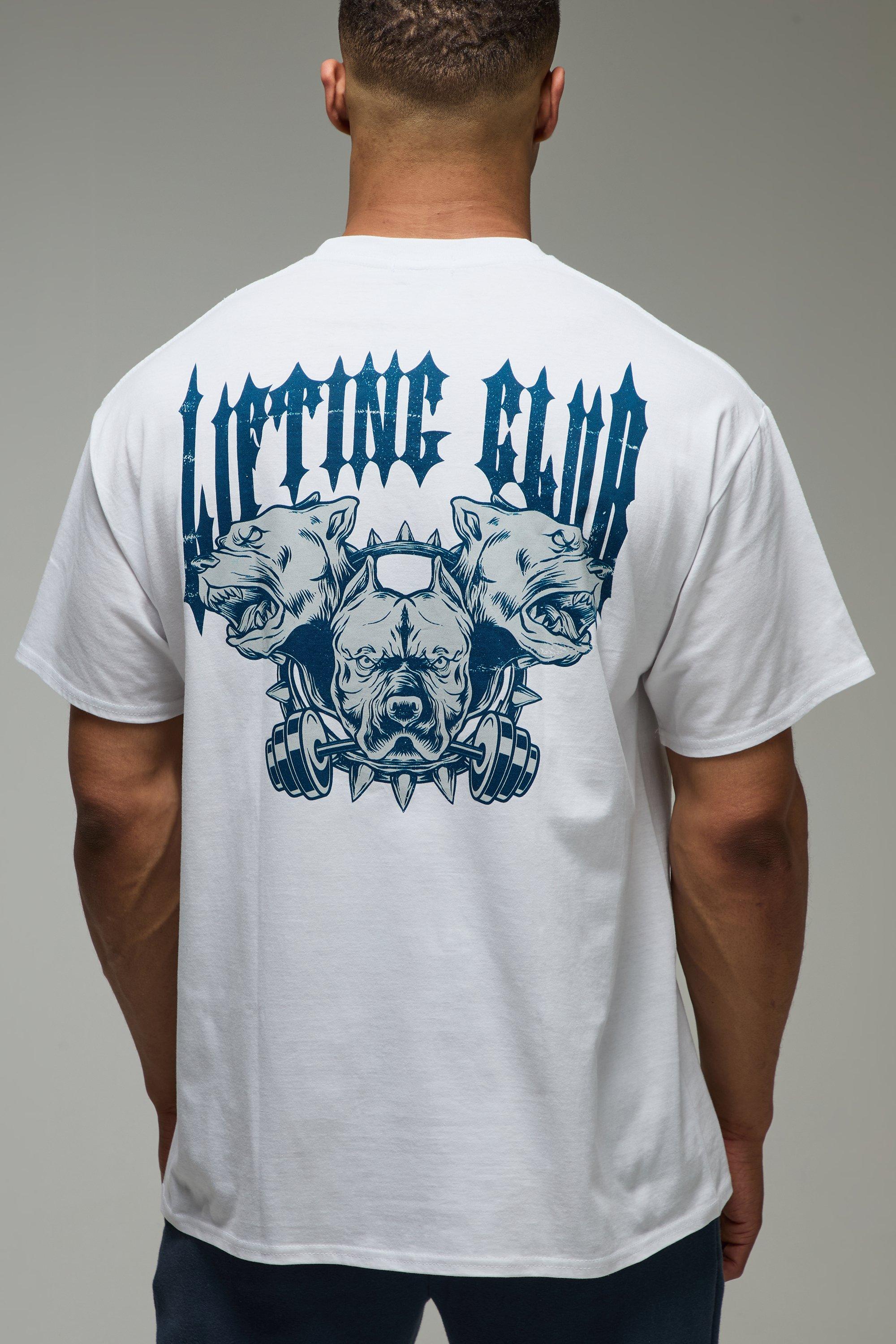 Mens White MAN Active Lifting Club Oversized T-shirt, White