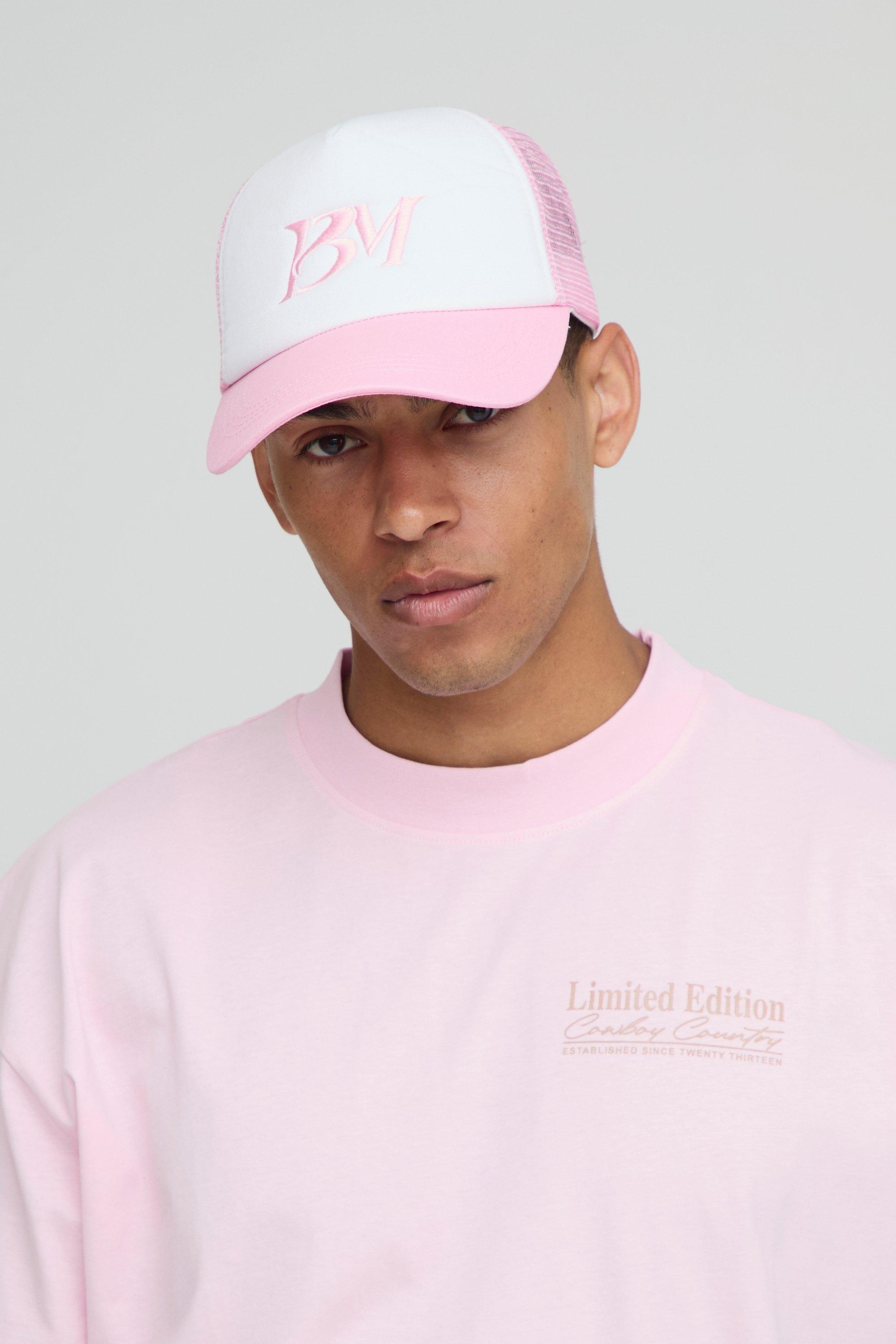 Mens Pink BM Trucker Cap, Pink