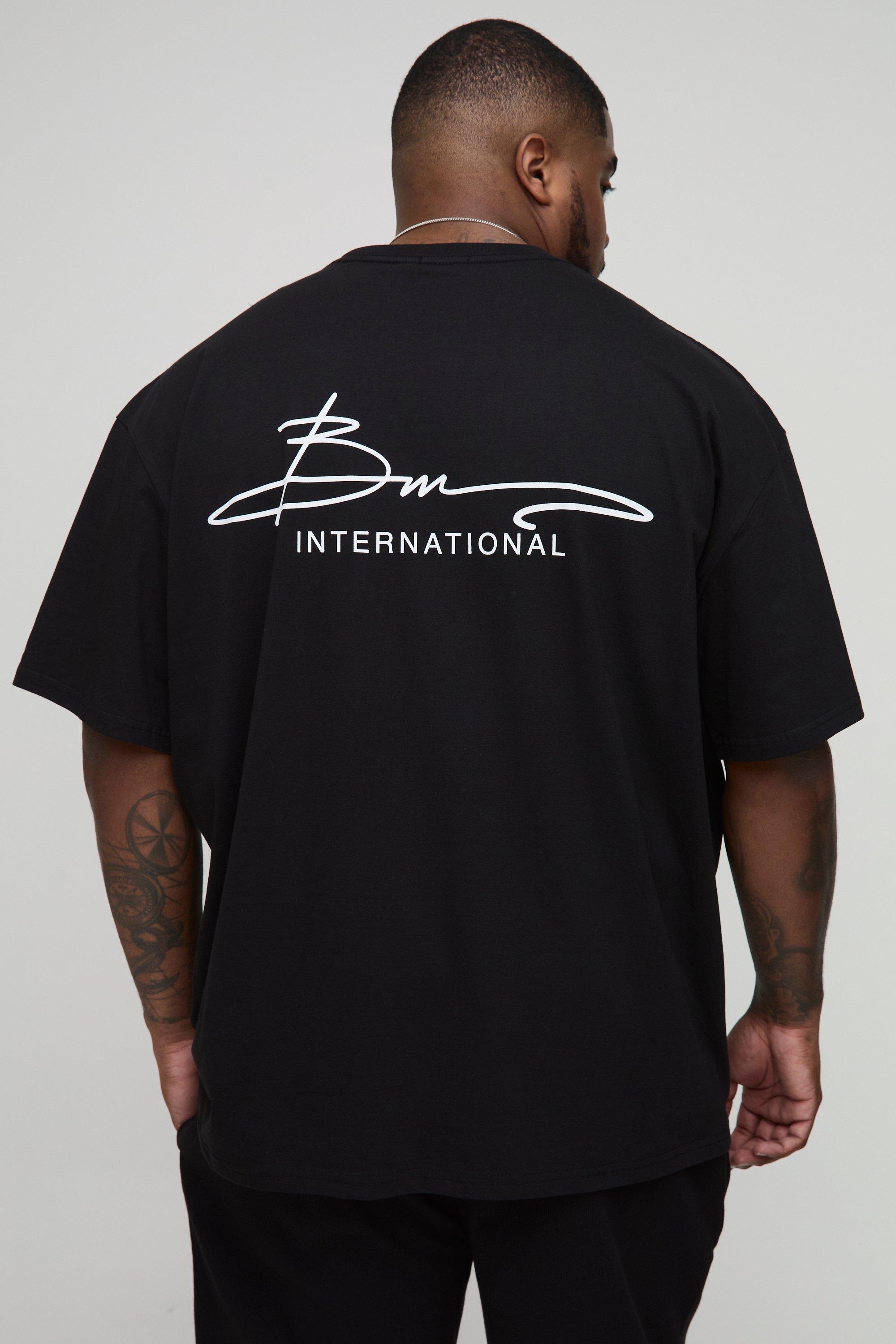 Image of T-shirt Plus Size oversize con stampa BM International, Nero
