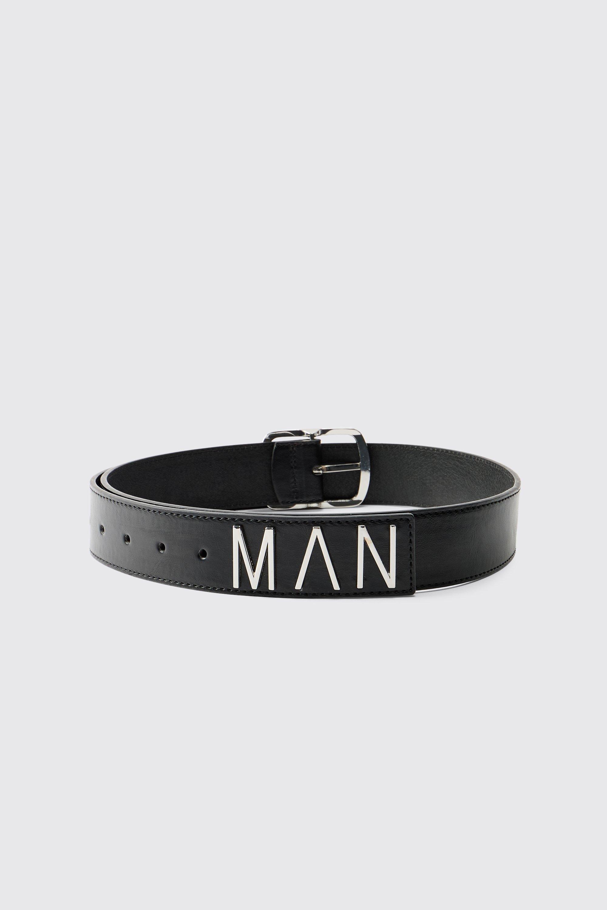 Image of Cintura MAN con fibbia color argento, Nero