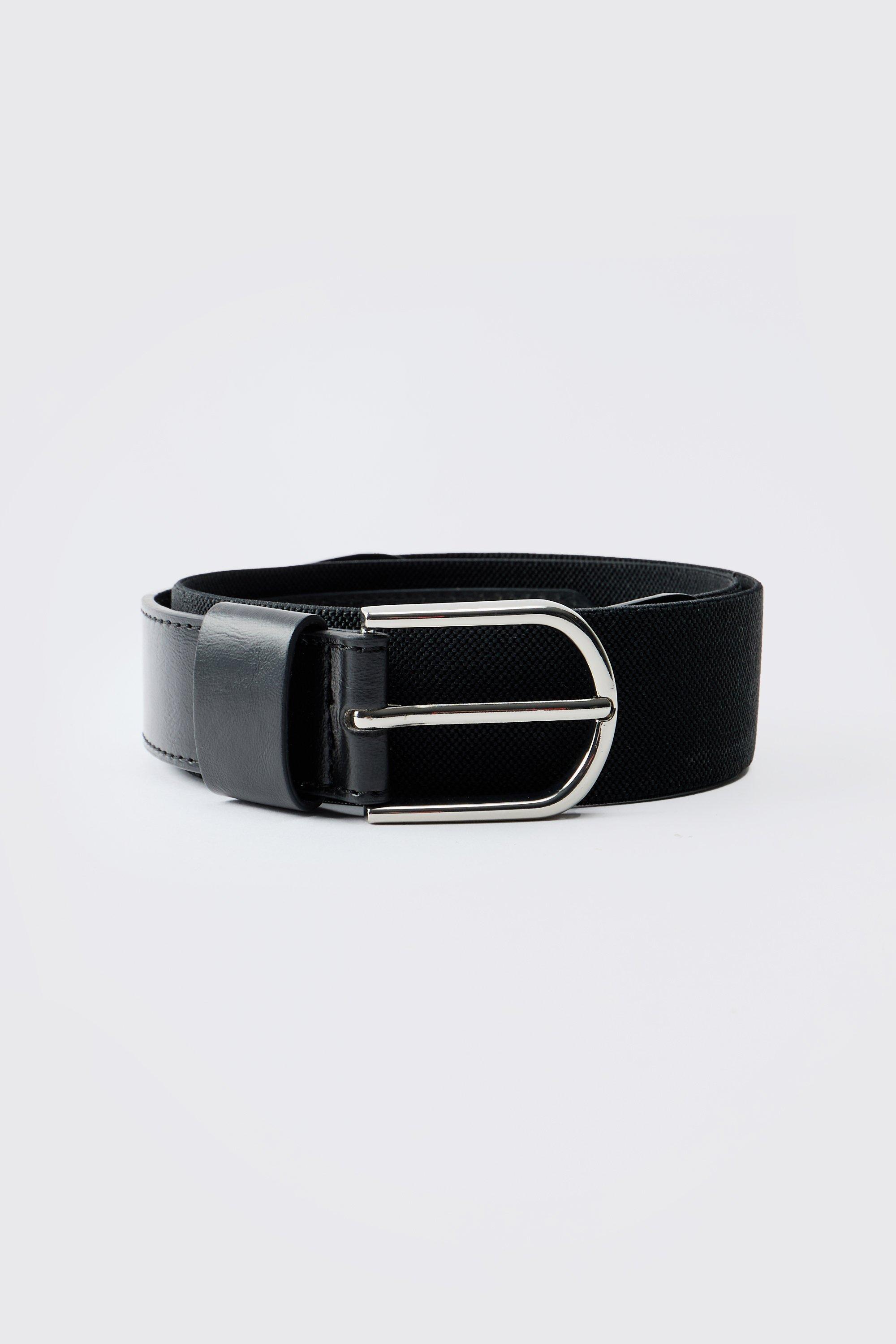 Mens Black Formal Belt With Metal Buckle, Black
