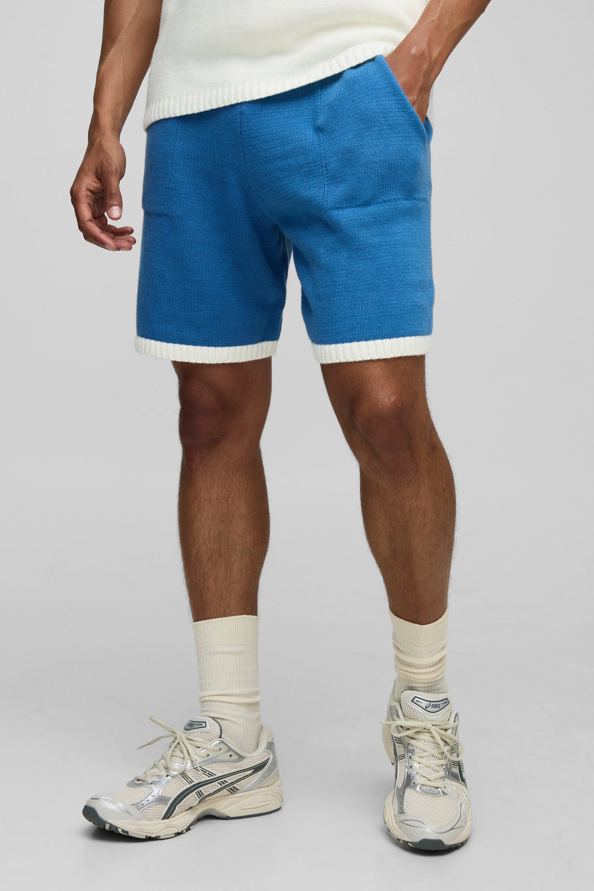 Image of Pantaloncini rilassati in maglia, Azzurro