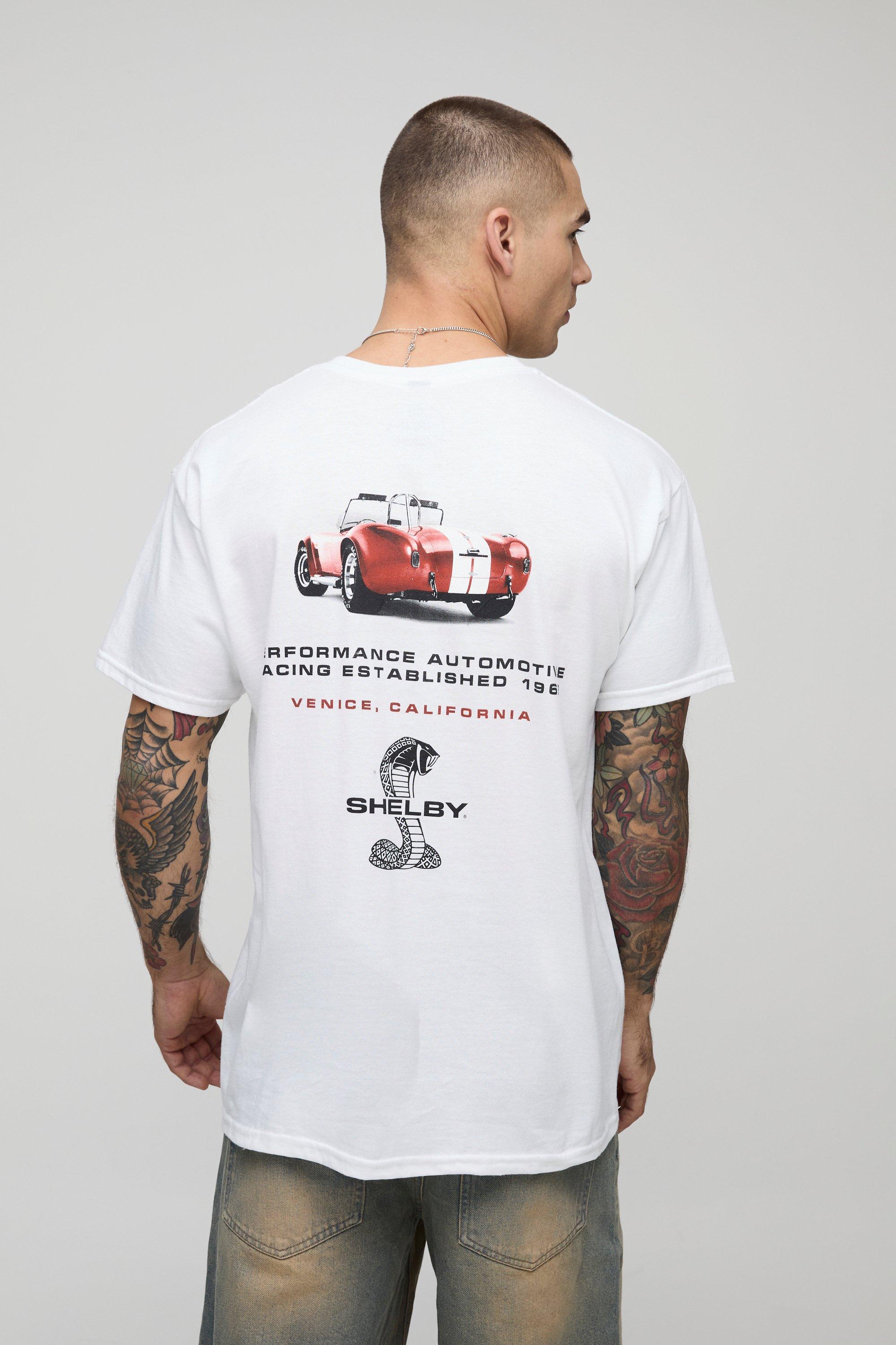 Mens White Oversized Shelby License Printed T-Shirt, White
