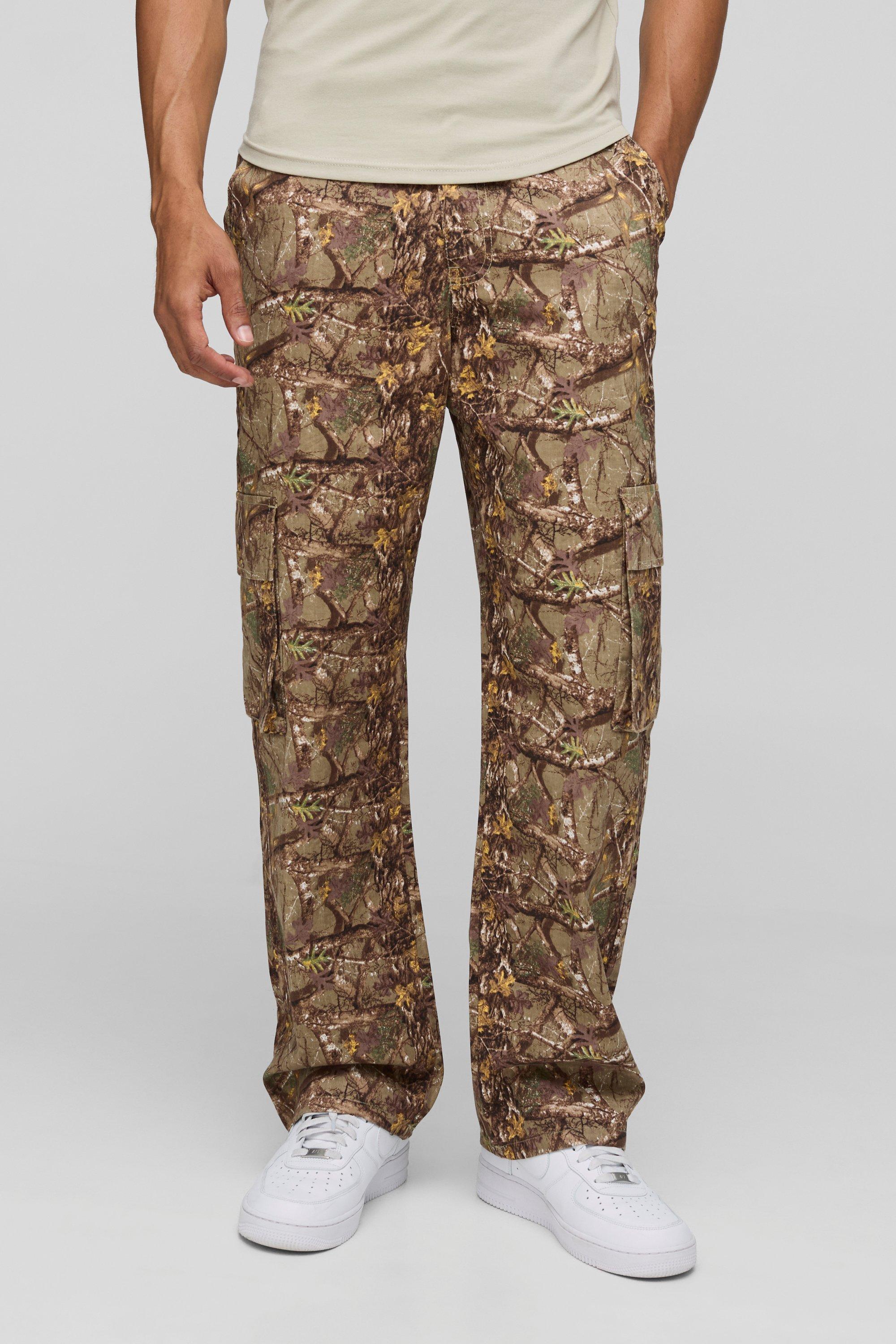 Boohoo Relaxed Fit Forest Camo Cargo Pants, Camo
